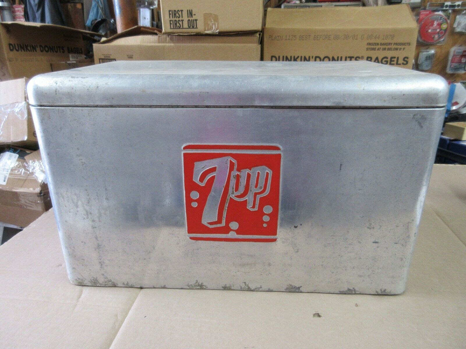 Vintage 7Up Cooler Aluminum With Tray and Drain