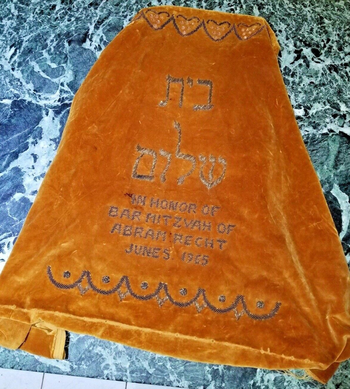 Torah Mantle Mid Century Rare Gorgeous Abraham Recht Dedication Harvard Doctor