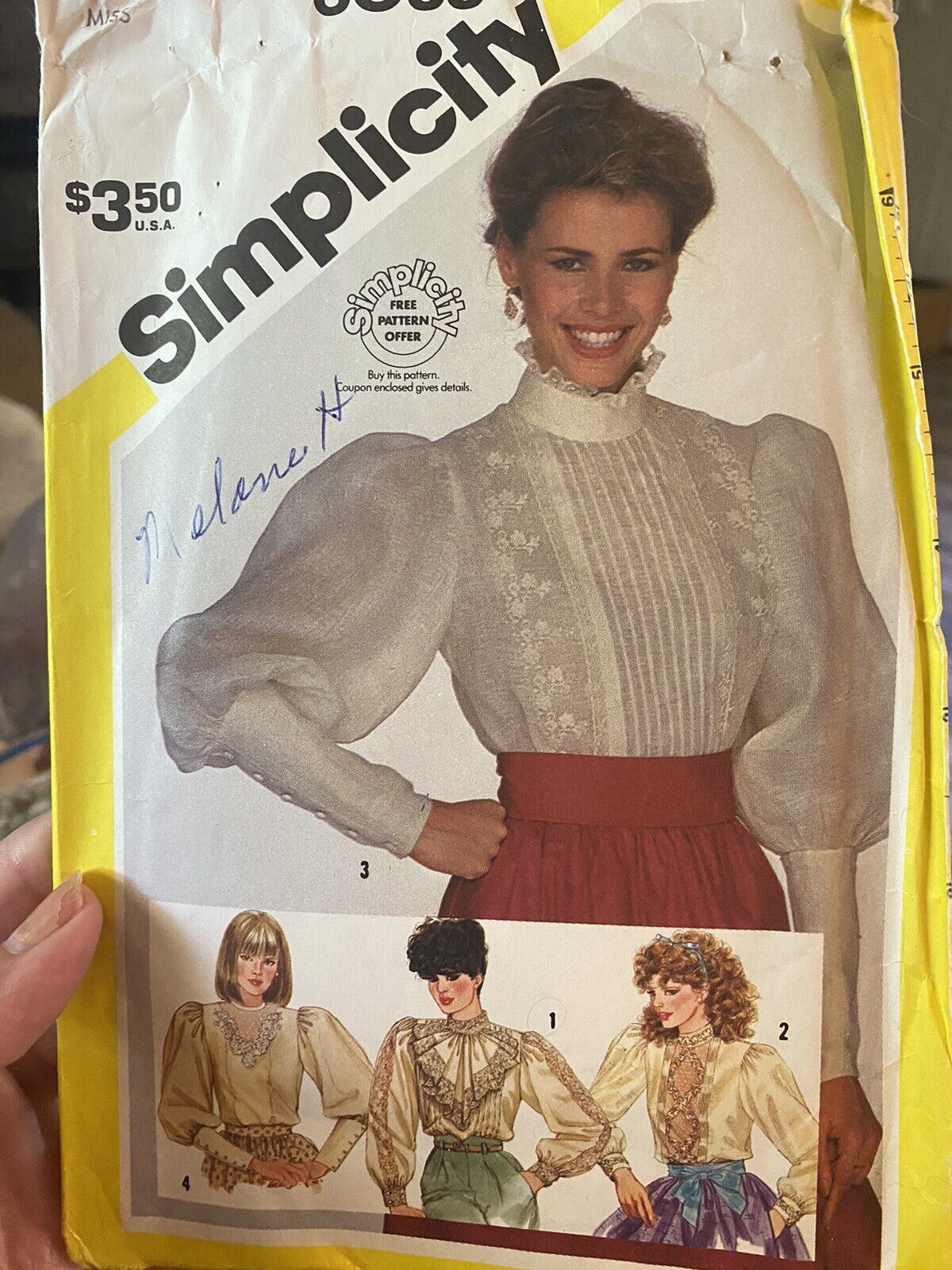 Vintage 1983 Simplicity Blouse Sewing Pattern 6033 Size 10 Cut