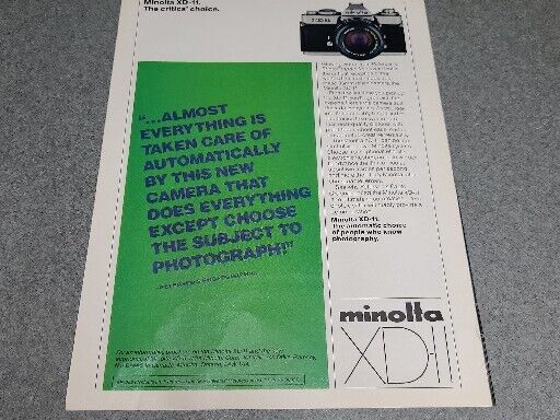 1979 Minolta XD-11 Camera Ad - 8 X 11 