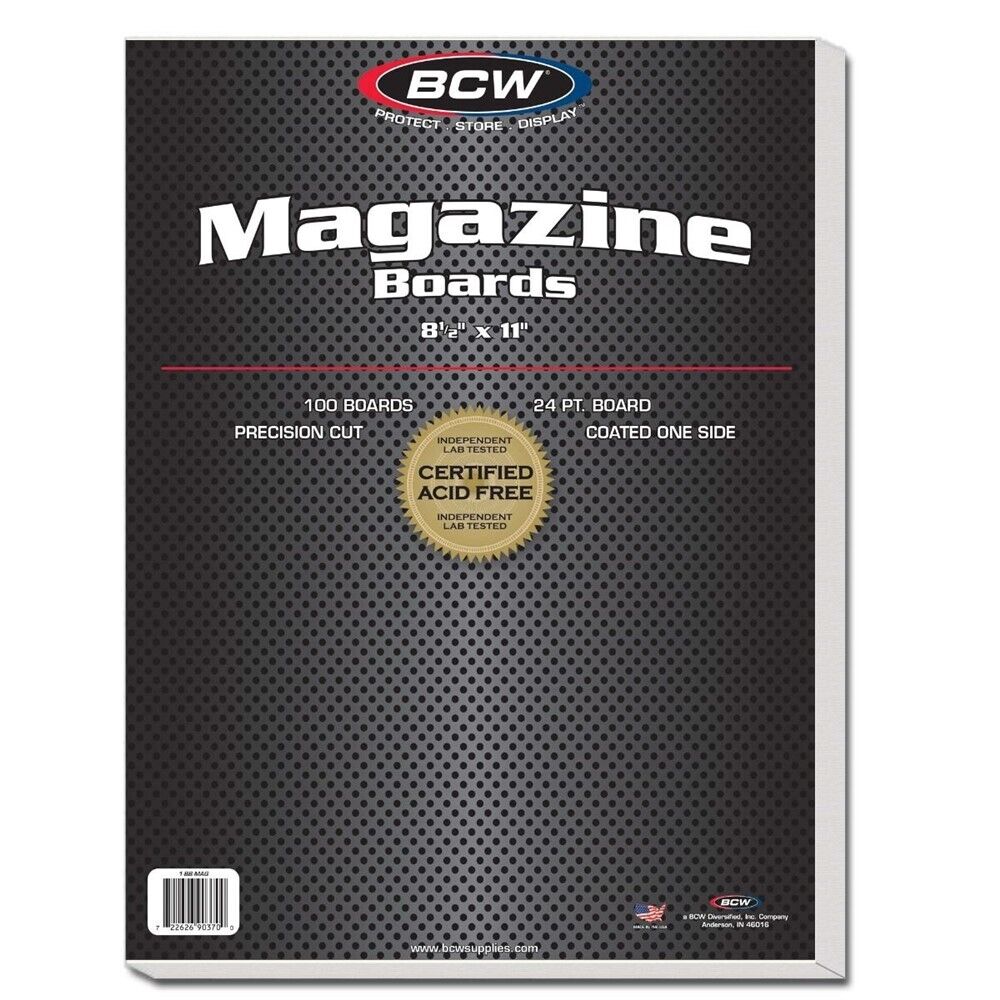 Pack / 100 BCW Magazine Size ACID FREE Backing Boards backer board