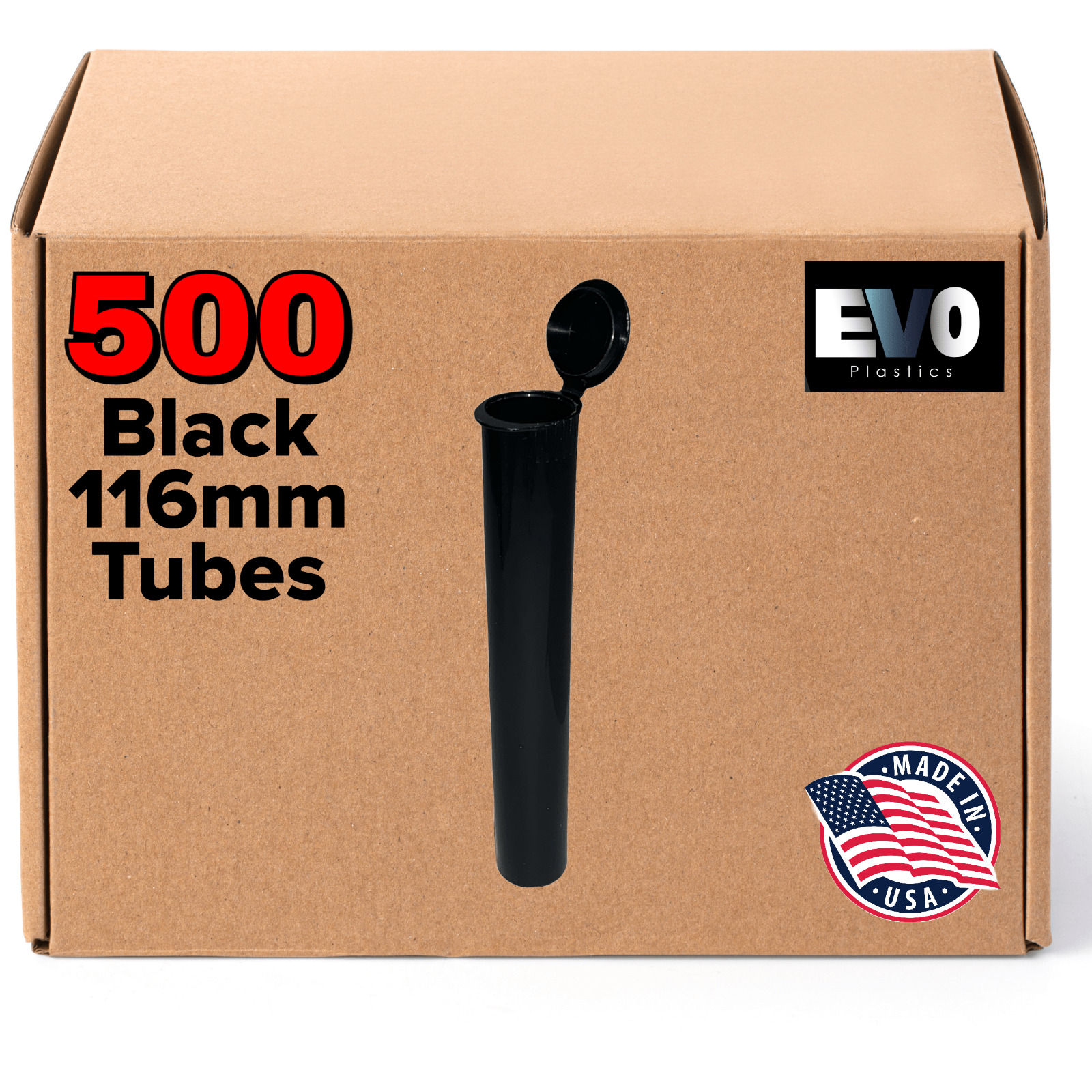Biodegradable 116MM Black Pre-Roll Tubes | 500 Pack | Container for King Size