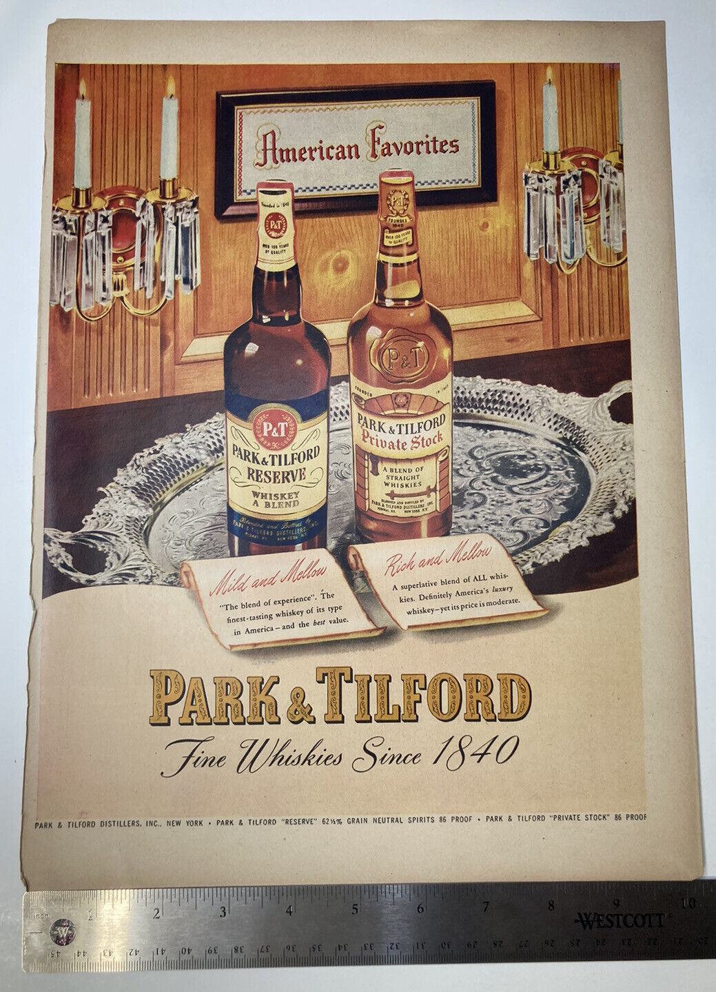 VINTAGE Print Ad Park & Tilford Fine Whiskies ~ Hughes Hair Brushes 10x14\