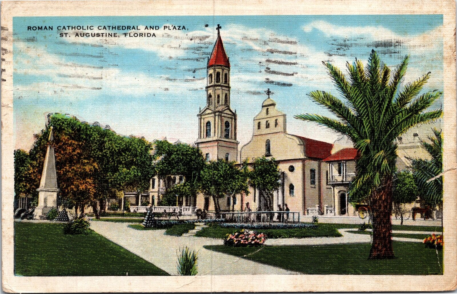 VINTAGE STANDARD SIZE POSTCARD ROMAN CATHOLIC CATHEDRAL AT ST.AUGUSTINE FL