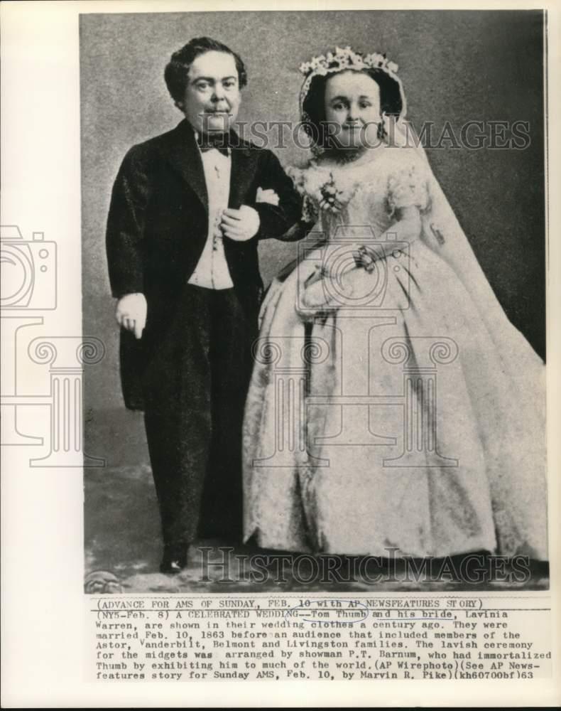 1863 Press Photo Tom Thumb & Lavinia Warren Wedding Photo - now57877