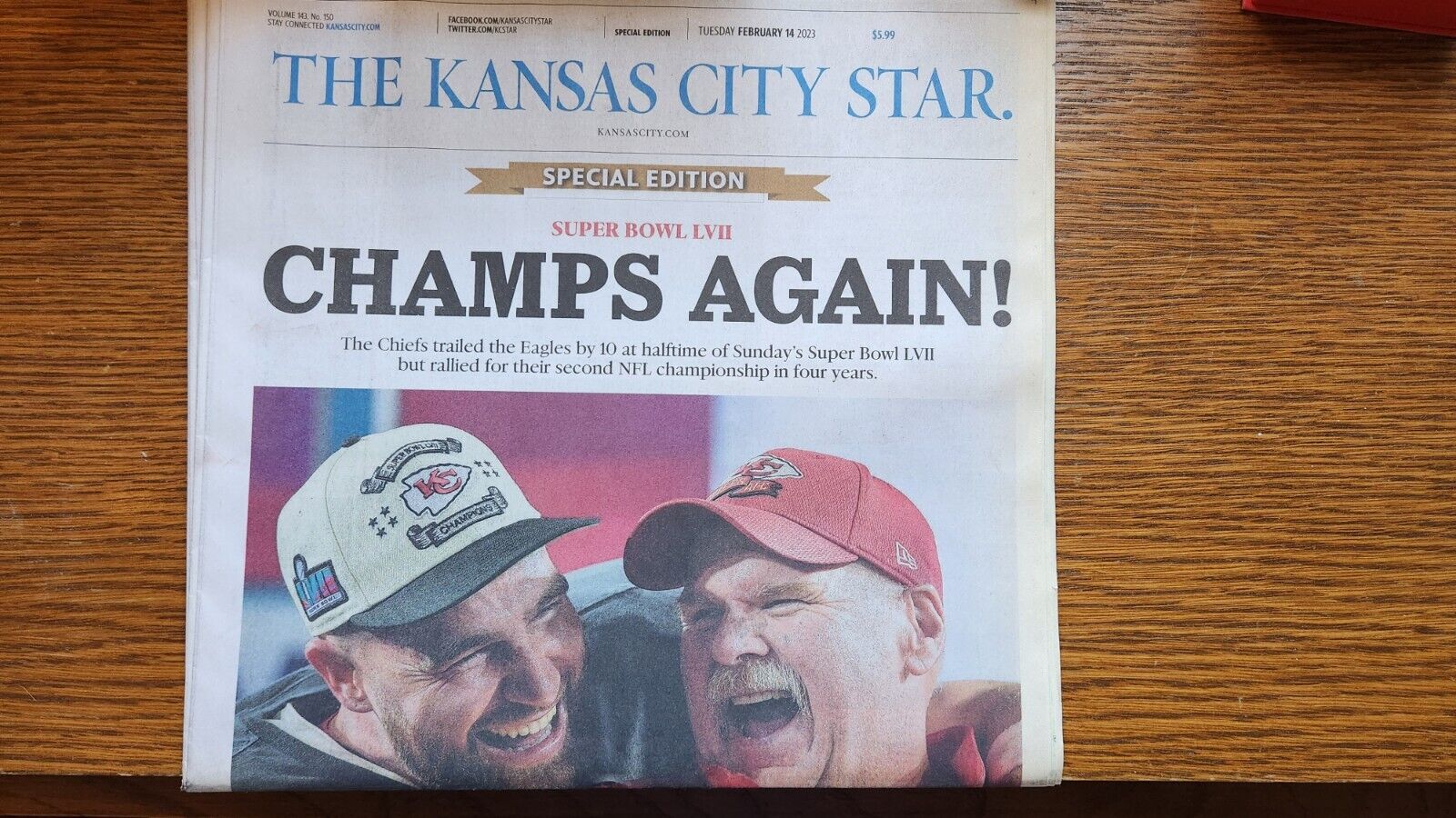 Kansas City Star Newspaper Super Bowl LVII 57 Champs KC Chiefs SPECIAL EDITION