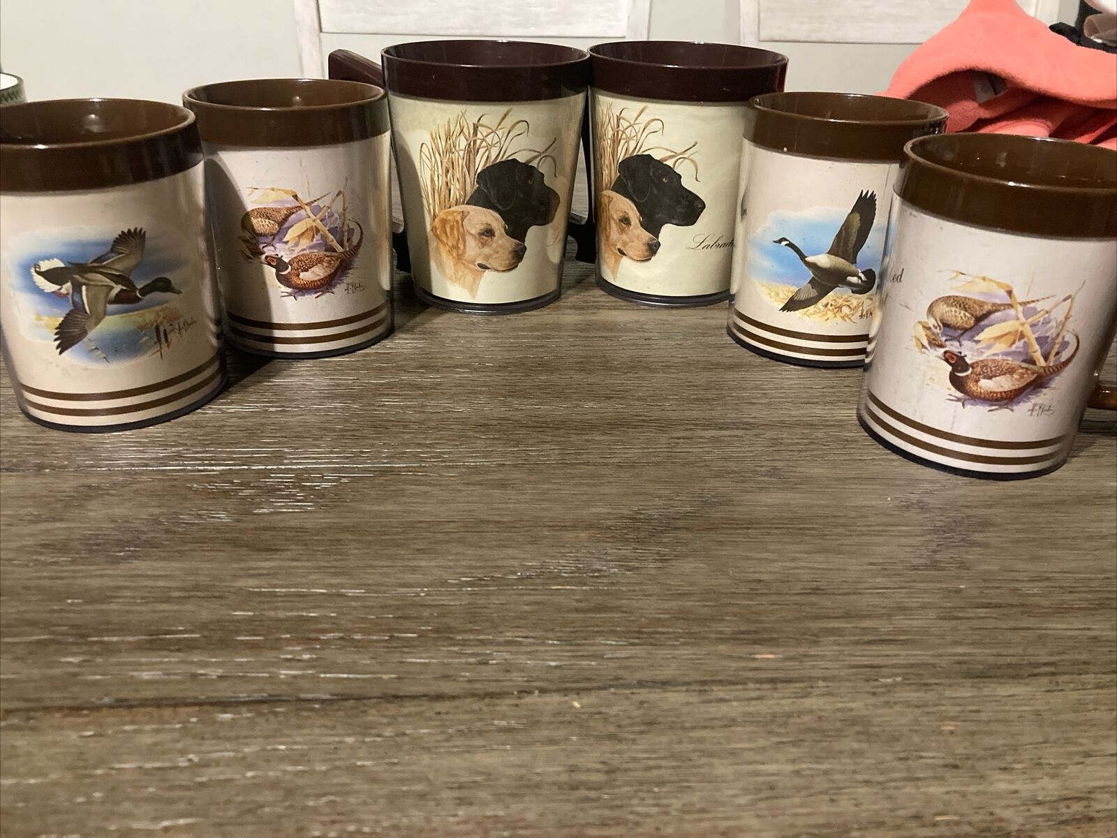 Les Kouba Thermo Serv Cups -6 Total-4 Different: Dogs, Mallory, Goose & Pheasant