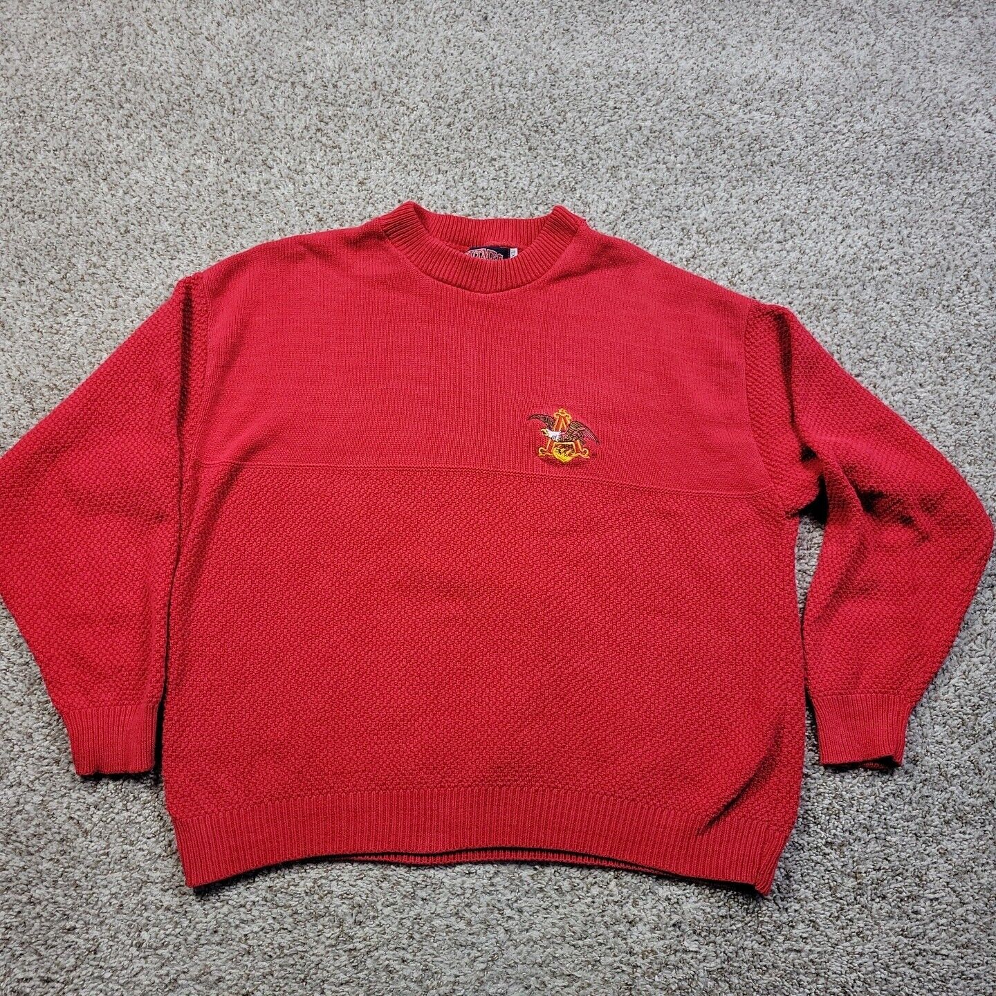 Vintage Anheuser Busch Sweatshirt Mens XL Red Long Sleeve Nutmeg Made In USA