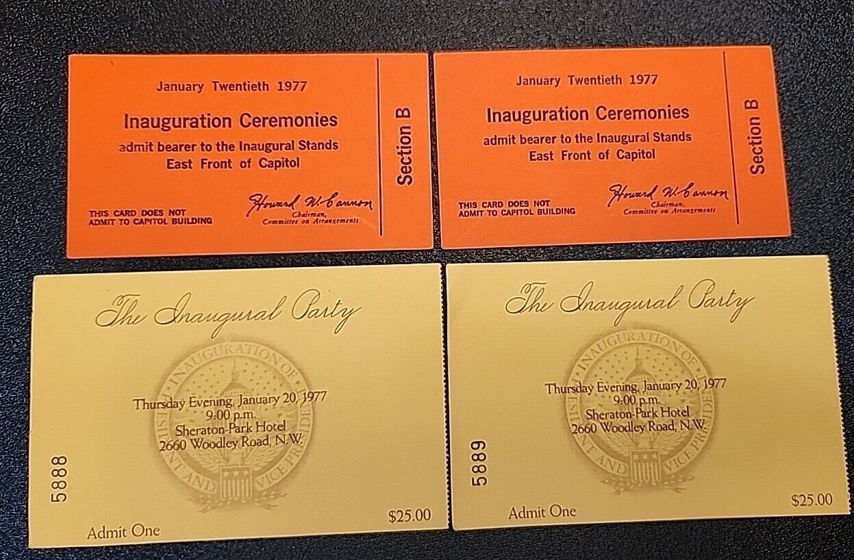 Lot Of 4 ORIGINAL January 20, 1977 Jimmy Carter Inauguration Ceremonies Tickets