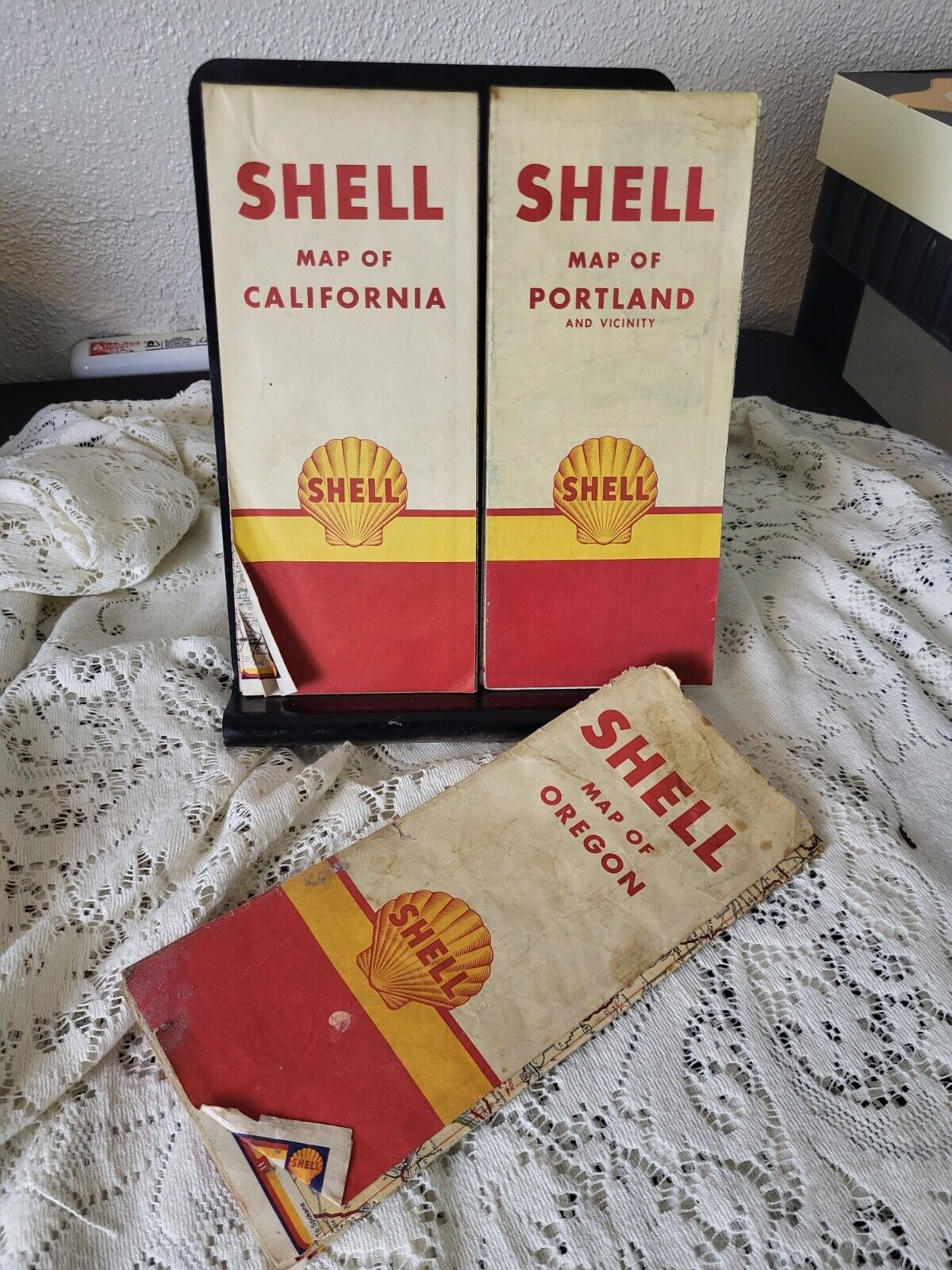 Vintage Shell Maps Of California, Portland OR, amd Oregon