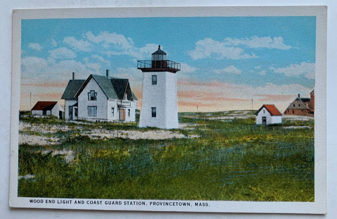 ca 1920s MA Postcard Cape Cod Provincetown Wood End Light & Coast Guard Station