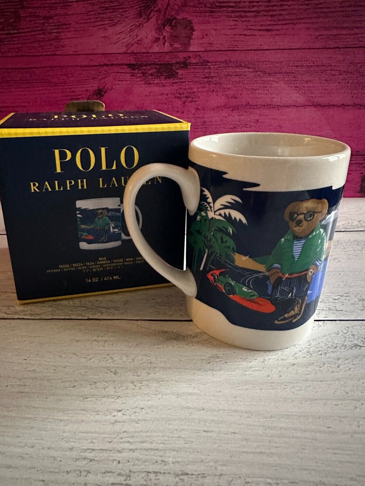 NWT Polo Ralph Lauren BEACH SHOP POLO BEAR 14ounce Coffee Tea Mug
