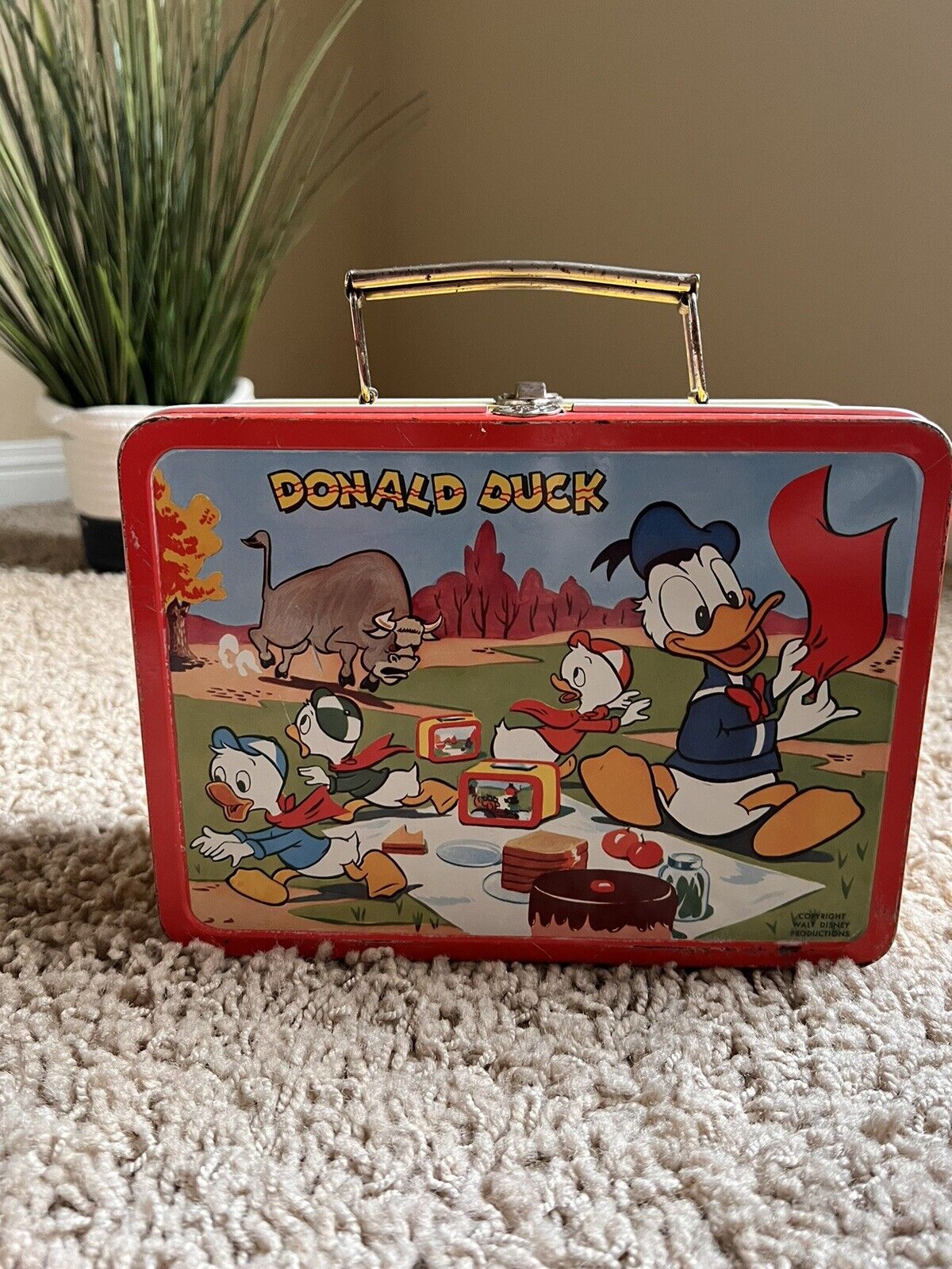 Vintage 1954 ADCO Disney MICKEY AND DONALD Metal Lunchbox