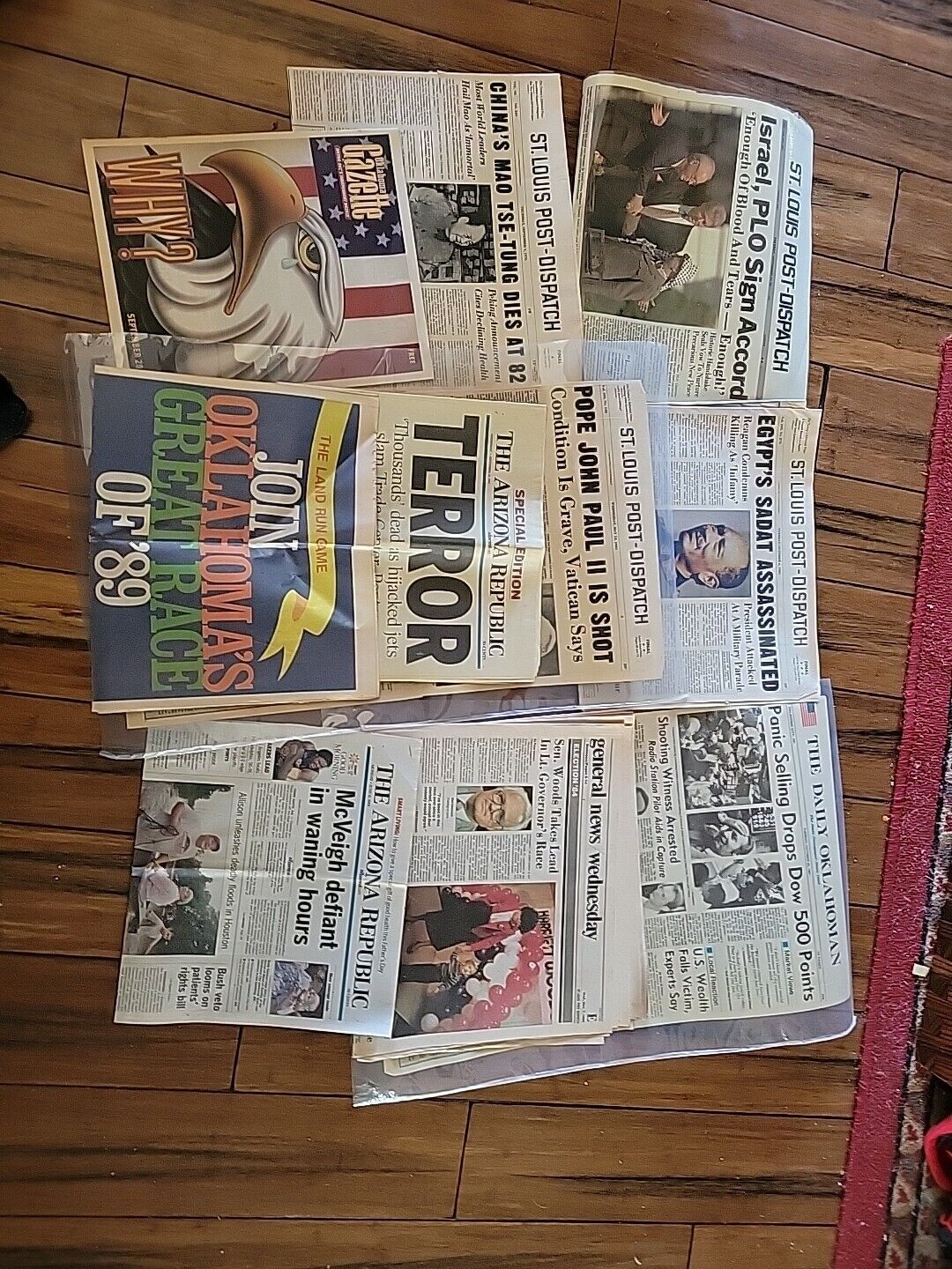 Vintage Newspapers 1976 2001 2984 lot assassinations dow drop 9/11