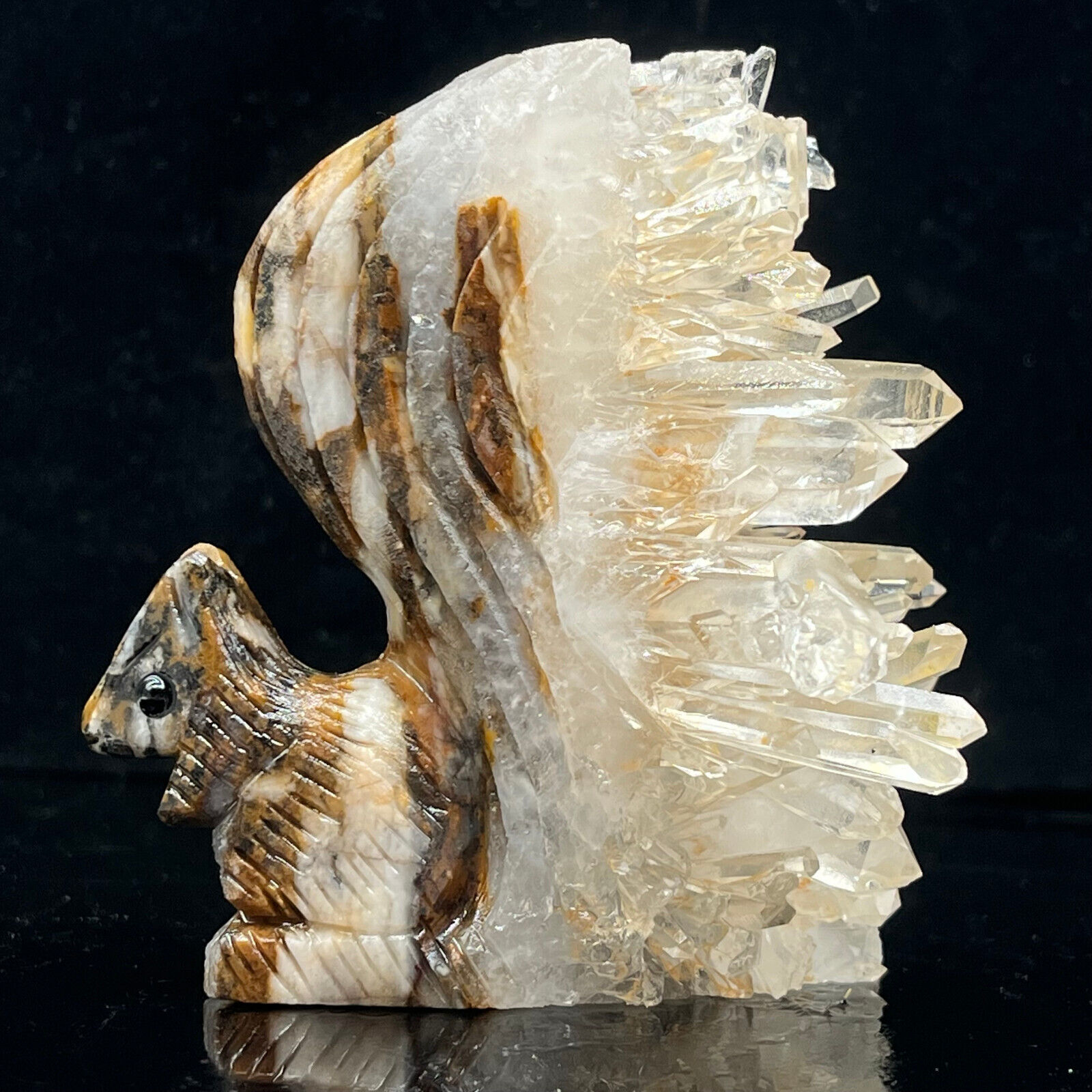 Natural crystal quartz mineral hand carved crystal clusters squirrel reiki 03