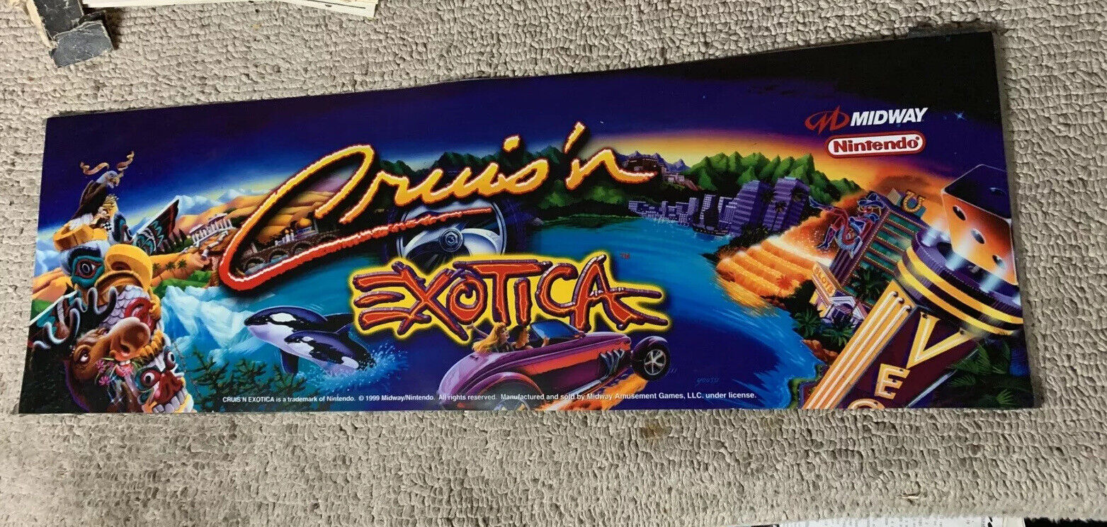 Original 25-8 1/4” Translight Cruis’n Exotica arcade sign marquee IF89