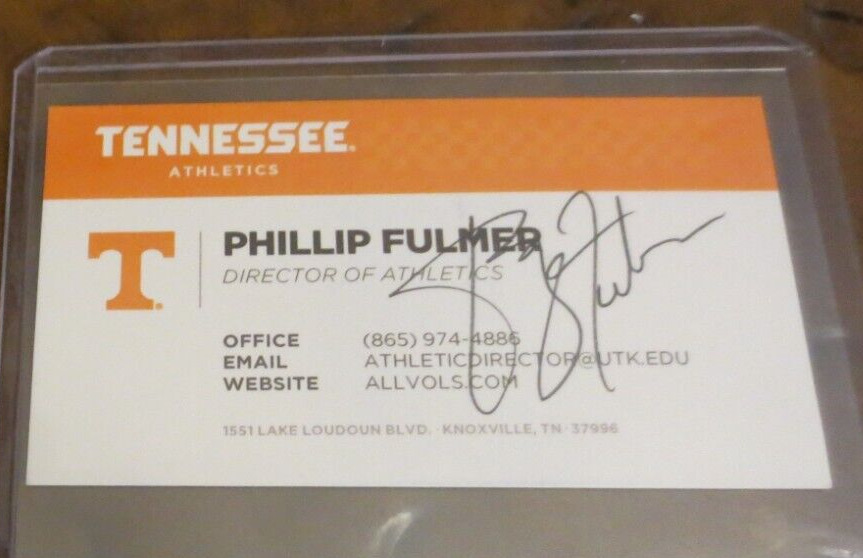 Phil Fulmer Tennessee Vols fmr head coach signed autographed business card UT