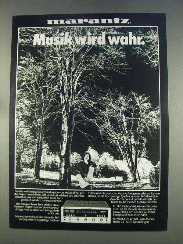 1977 Marantz Audio Equipment Ad - in German - Musik wird wahr