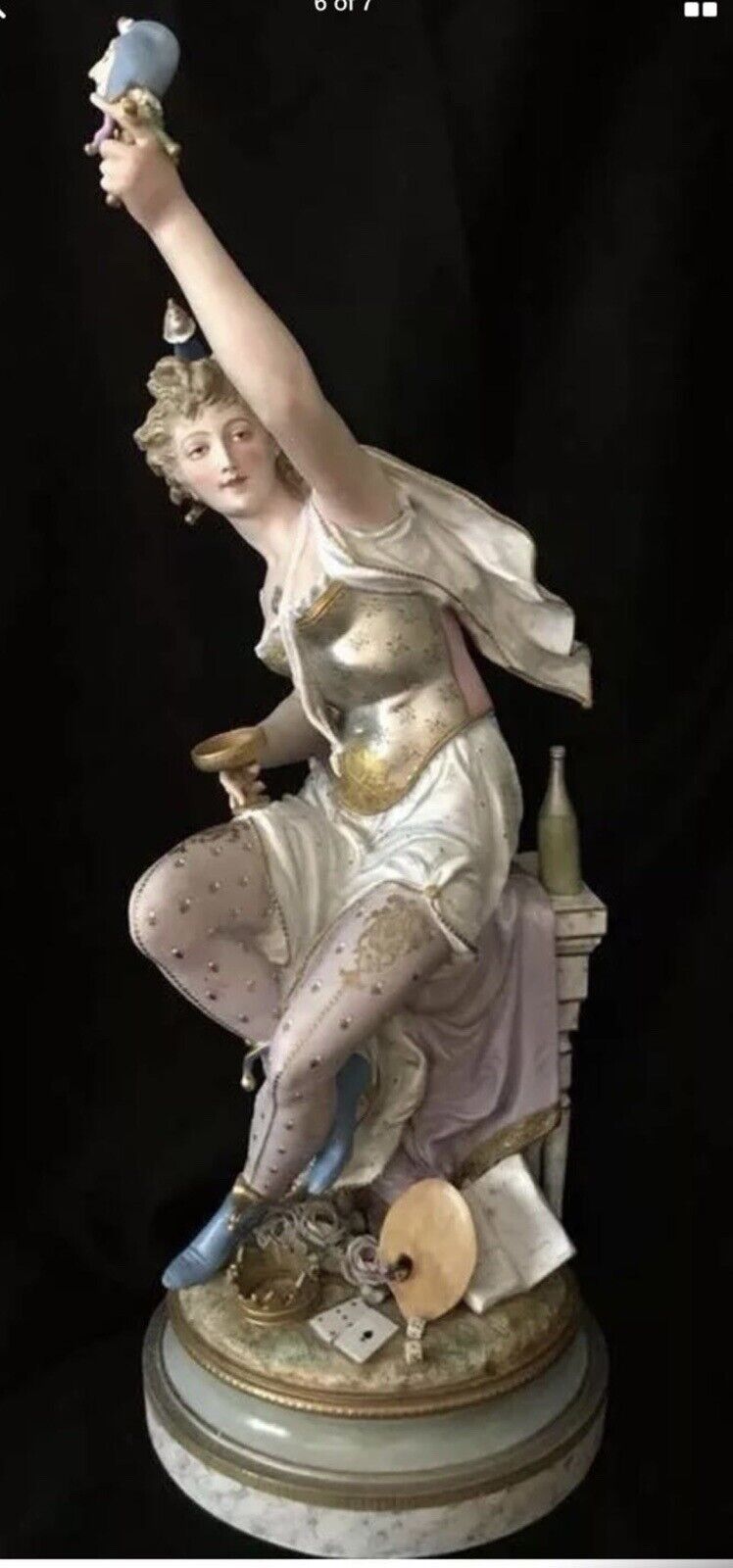 Antique  Unusual 19th Century French VION &BAURY Porcelain LADY JESTER 22 1/2 In