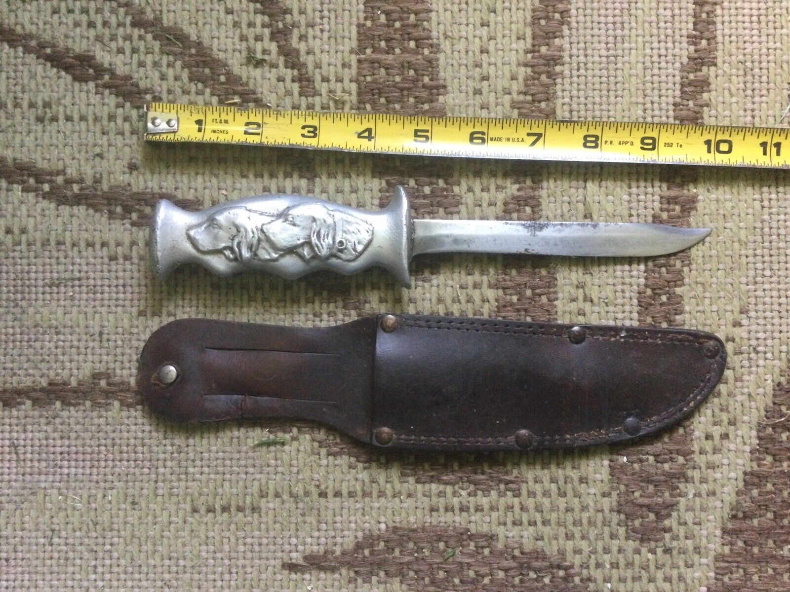 WW2 Milpar Two Dogs Combat Fighting Knife With Sheath Aluminum Handle 