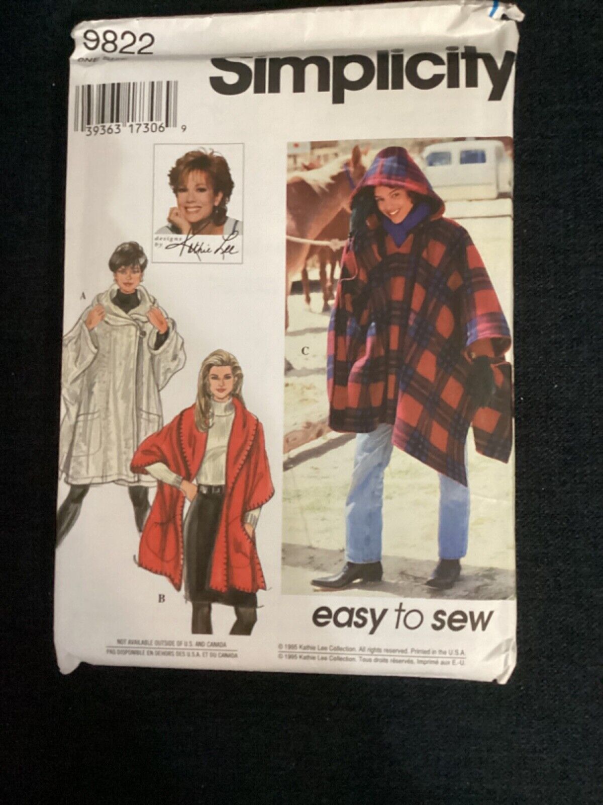 Vintage Simplicity 9822 Kathi Lee Outerwear One Size Sewing Pattern- New