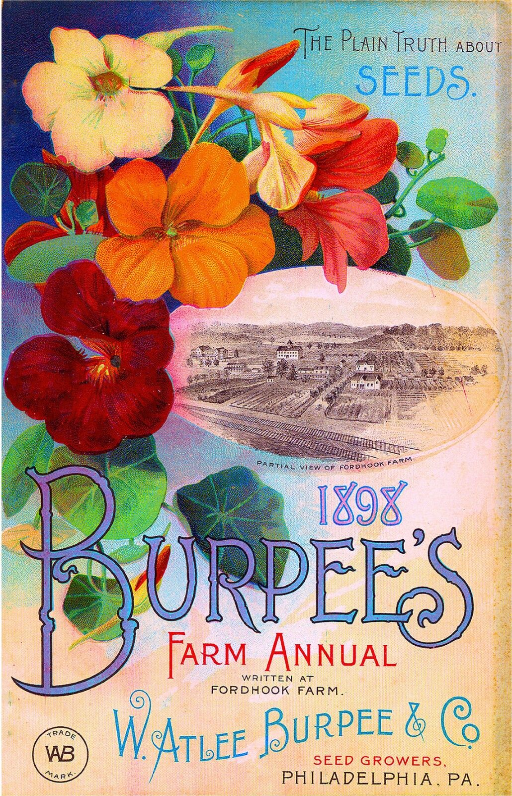 1898 Burpee\'s Farm Annual Vintage Flowers Seed Packet Advertisement Art  Poster