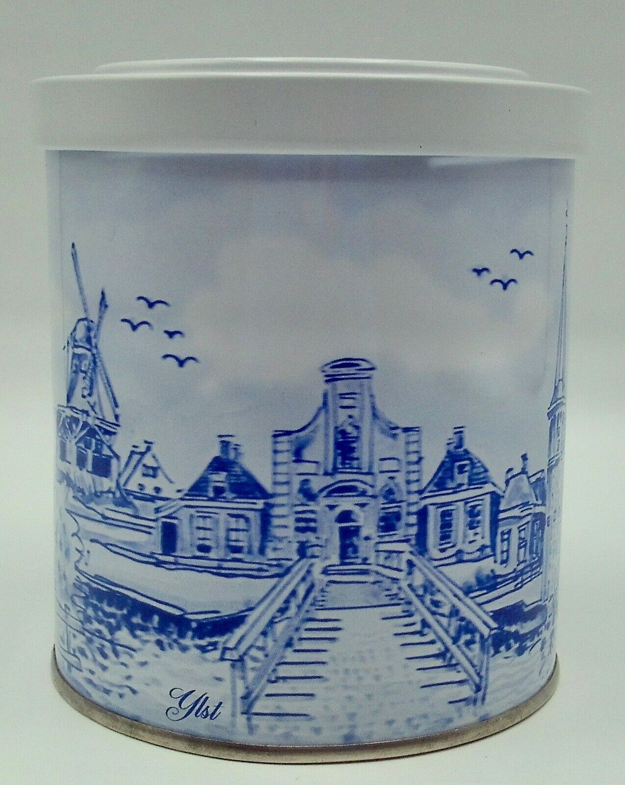 Vintage Blue & White Delft Style Tin Made in Holland