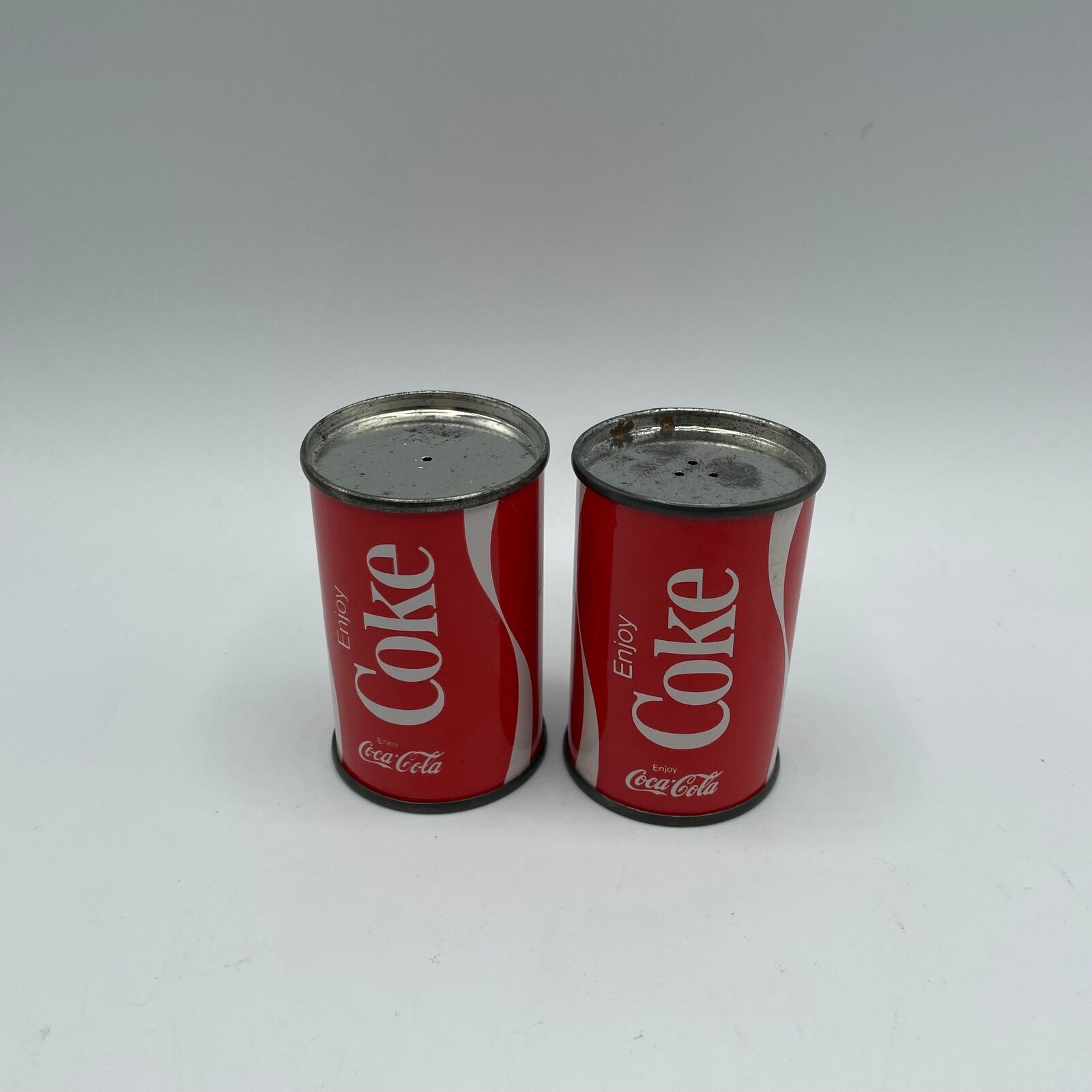 Vintage Coca Cola Salt & Pepper Shakers Set Tin