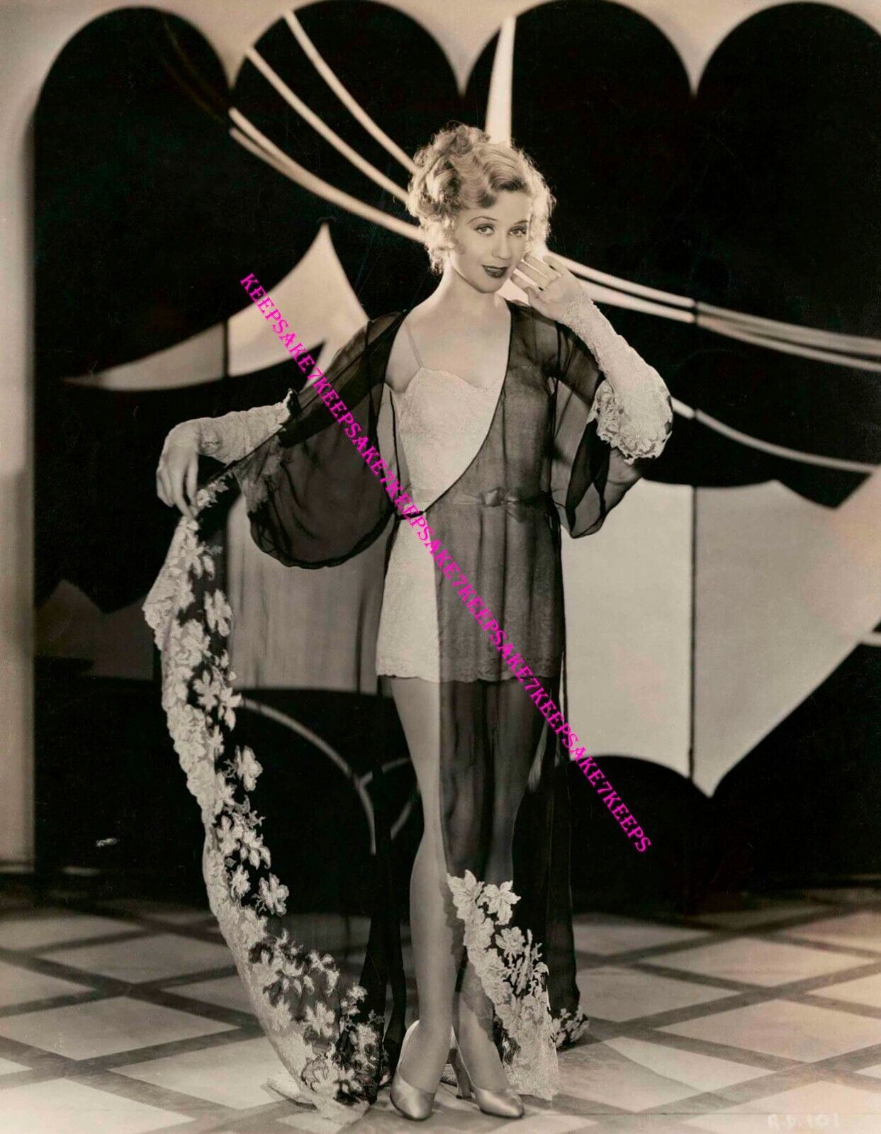 1920s-30s ACTRESS ADRIENNE DORE LEGGY SHORT SLIP BEAUTIFUL ROBE PHOTO A-ADOR4