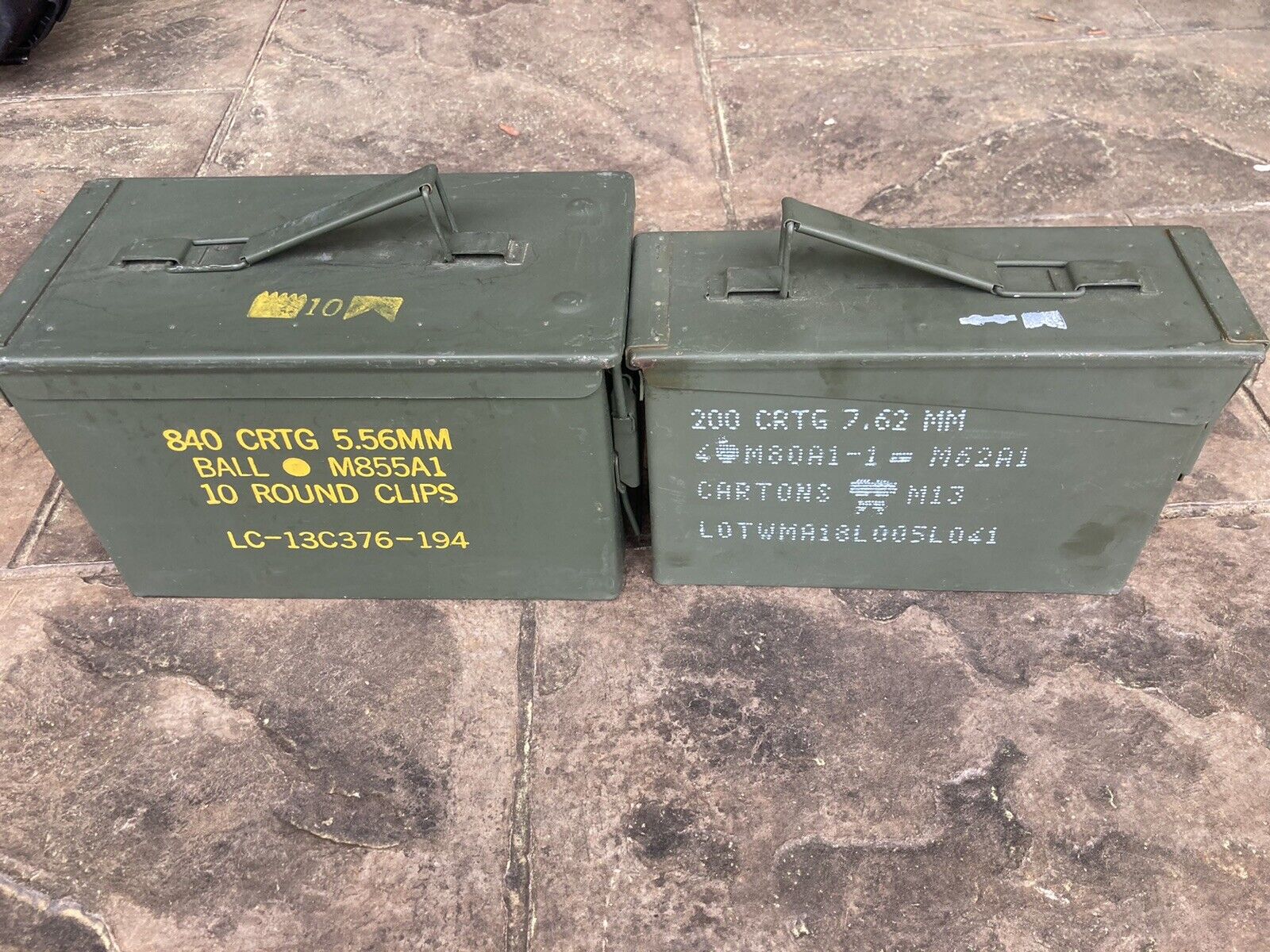 30 Caliber and 50 Cal Steel Ammo Can US Military Steel Box Set Ammo Storage USGI