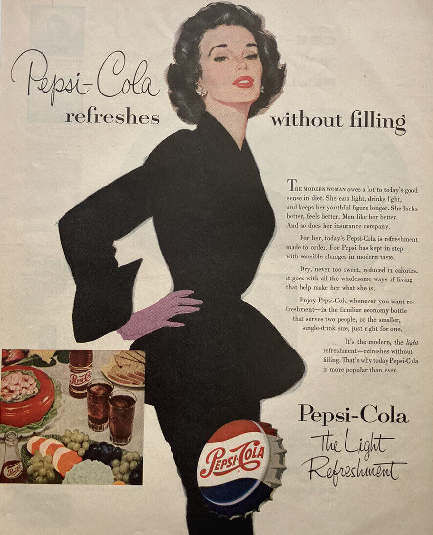 Vintage 1953 Pepsi-Cola Print Ad - The Light Refreshment - Rare Collectible