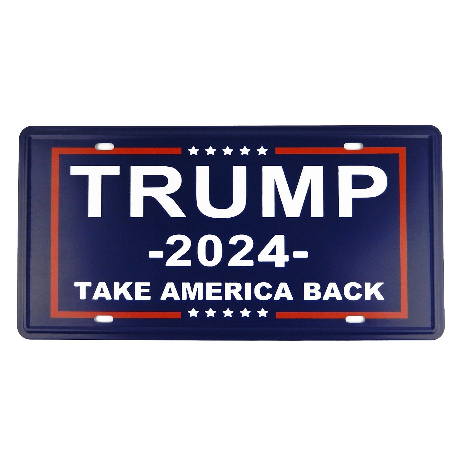 Trump 2024 Take America Back Red White & Blue Tin Metal License Plate Embossed