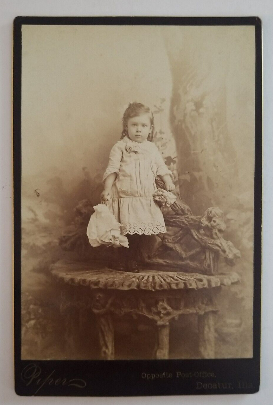 Cabinet Card Young Girl Toddler Victorian Standing Piher Decatur Illinois 1800s