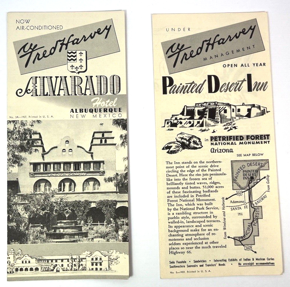 1957 FRED HARVEY Silverado Hotel Albuquerque & 1959 Petrified Forest Brochures
