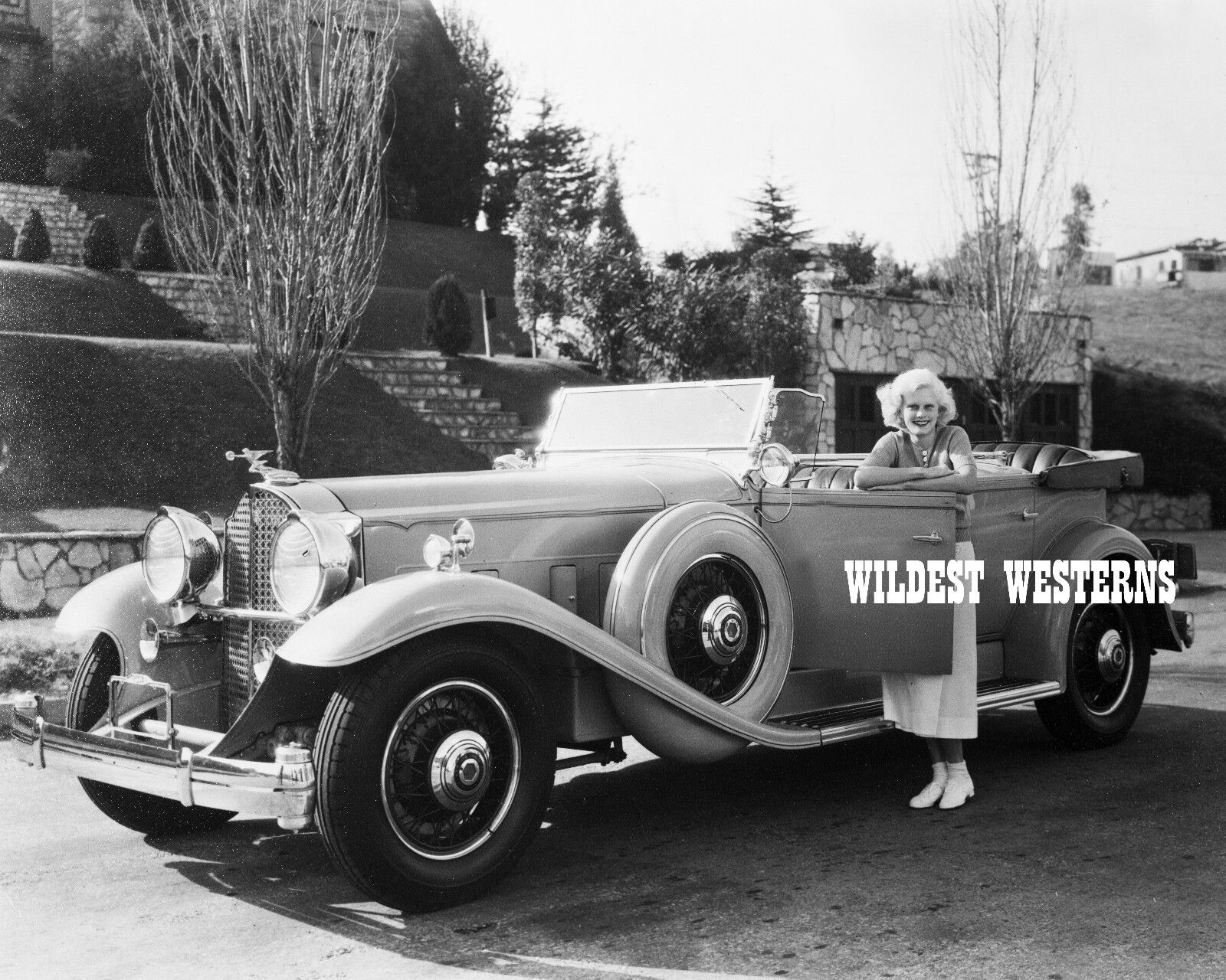 JEAN HARLOW Rare Candid Pose PHOTO Sexy ANTIQUE CLASSIC CAR Packard Convertible 