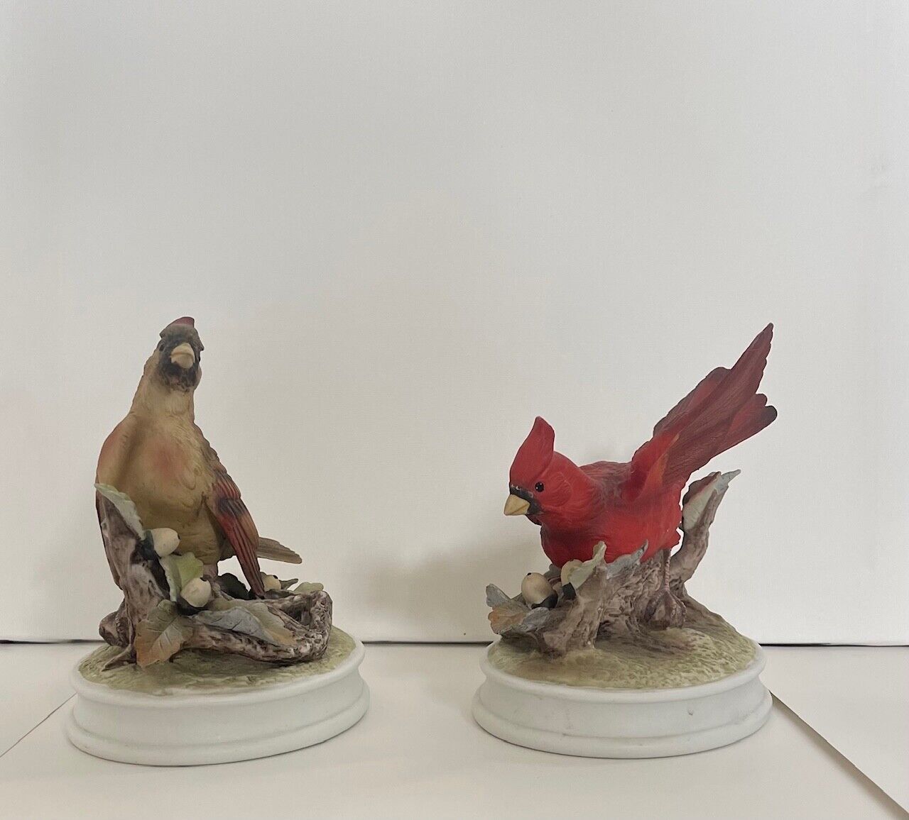 Pair Of Male And Female Cardinal Bird Figurines Andrea By Sadek, Fast Shipping 
