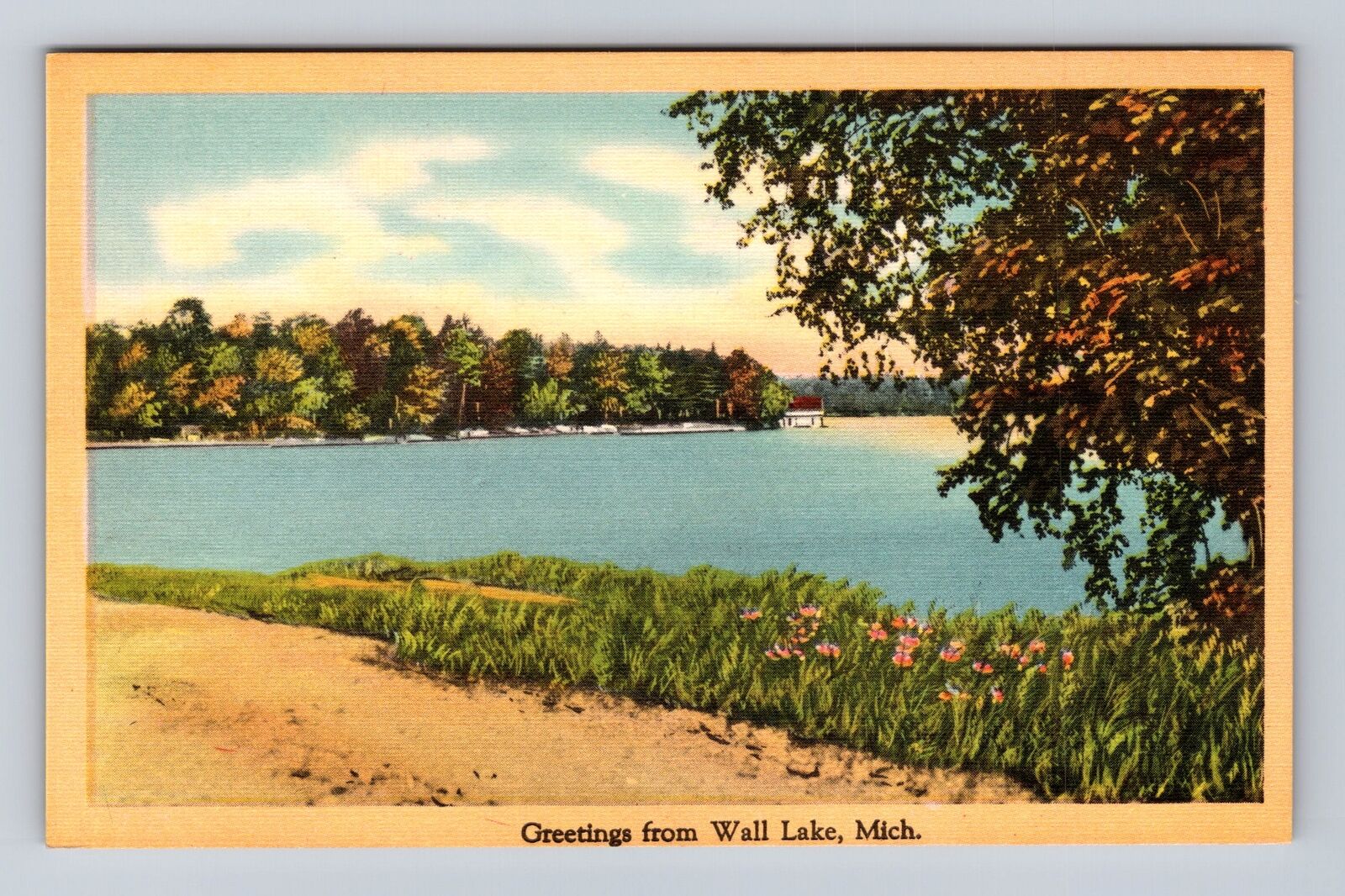 Wall Lake MI-Michigan, General Greetings Wall Lake, Antique, Vintage Postcard