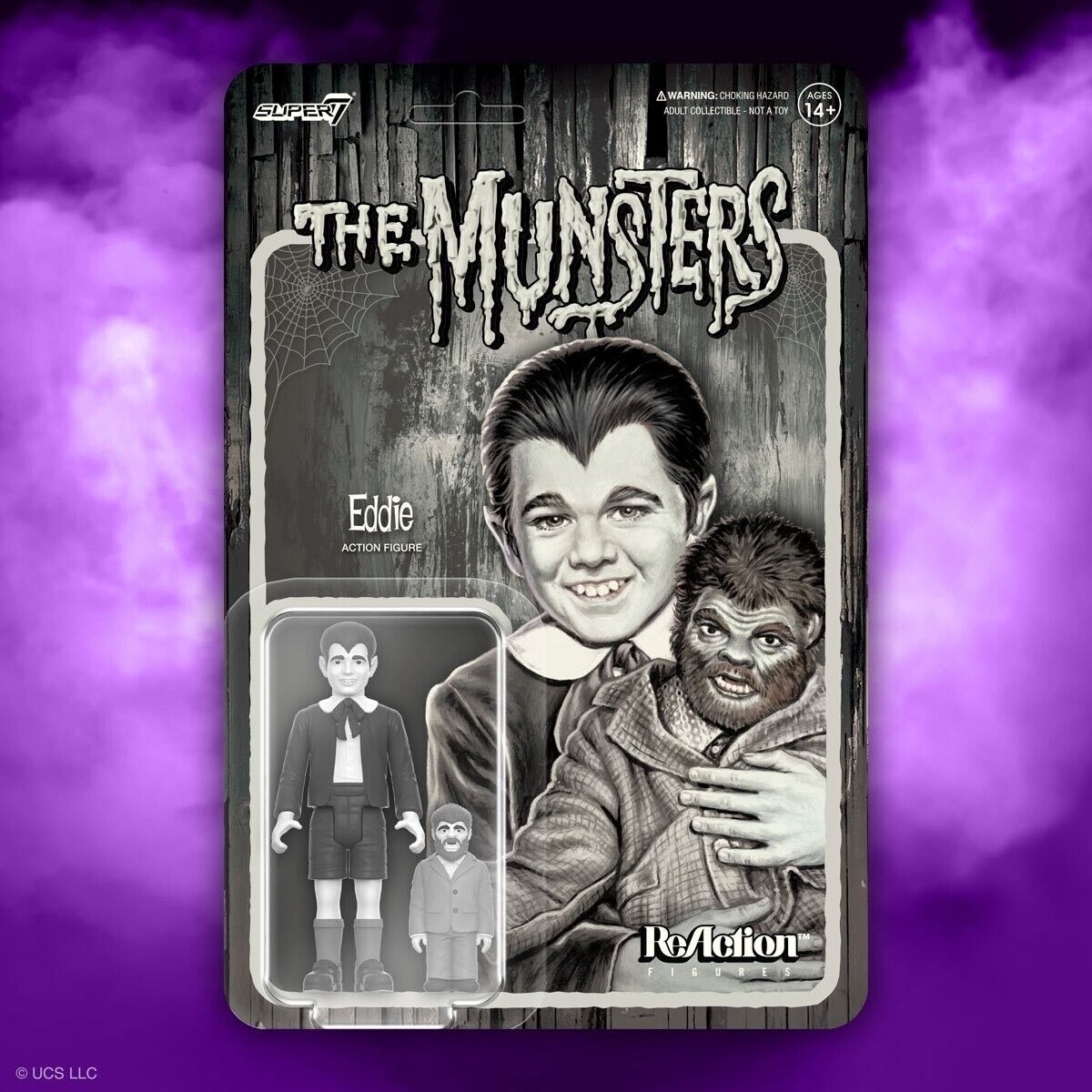 Super7 • The Munsters • EDDIE (Grayscale) ReAction Fig • 3 ¾ in • Ships Free