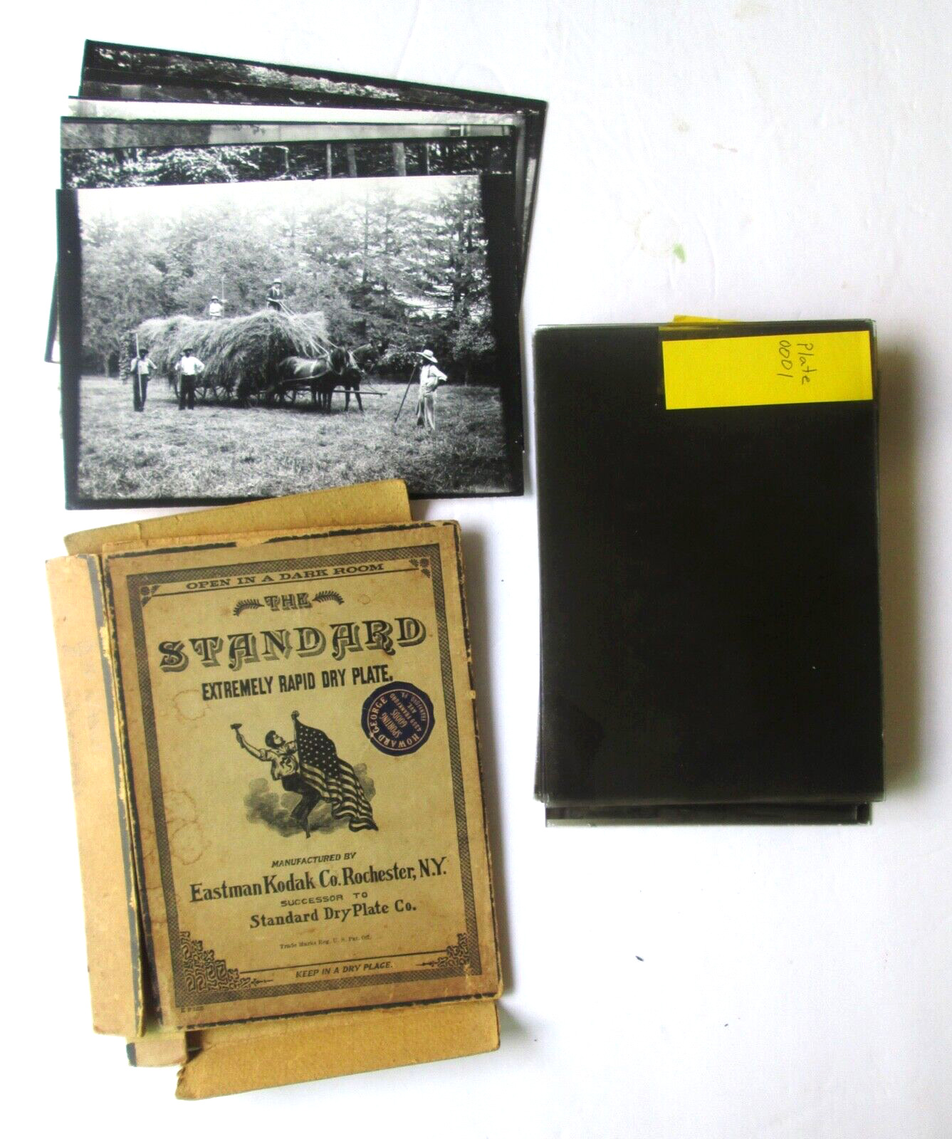 Box 15 Antique Eastman Kodak Glass Dry Plate Negatives & Prints 19th Cent scenes