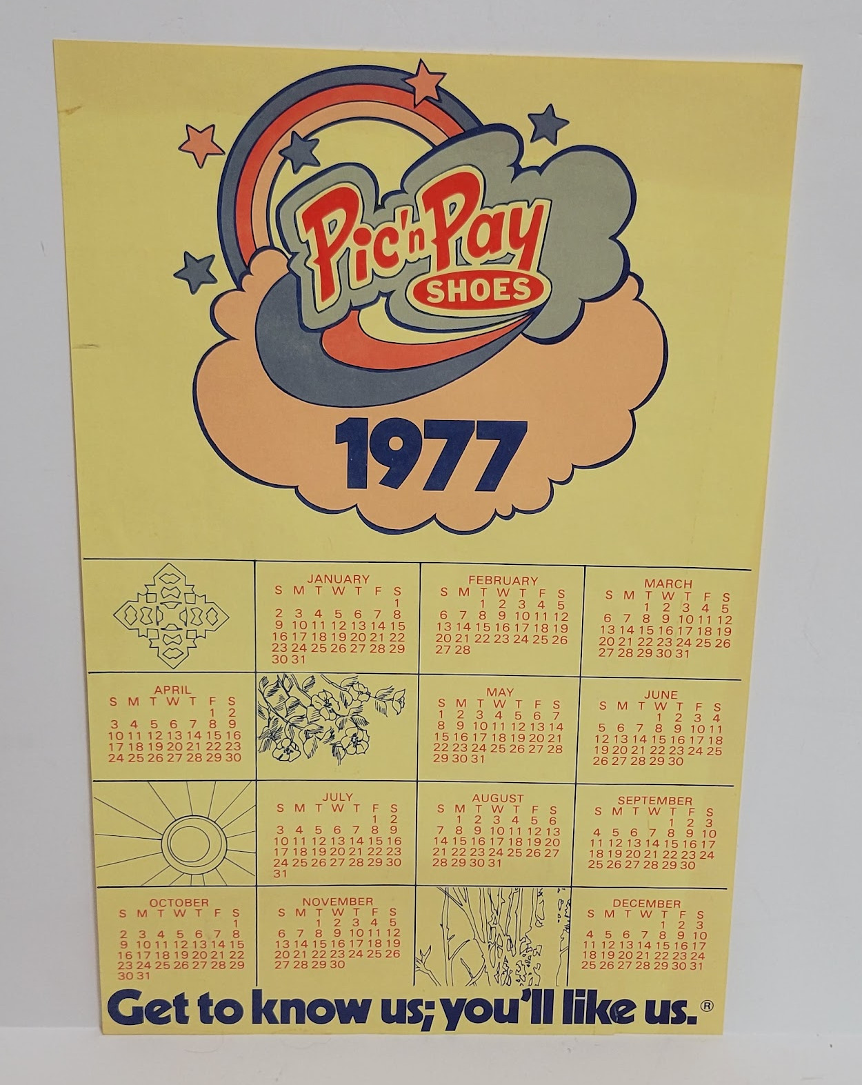 Pic \'n Pay  Vintage 1977 Paper Calendar