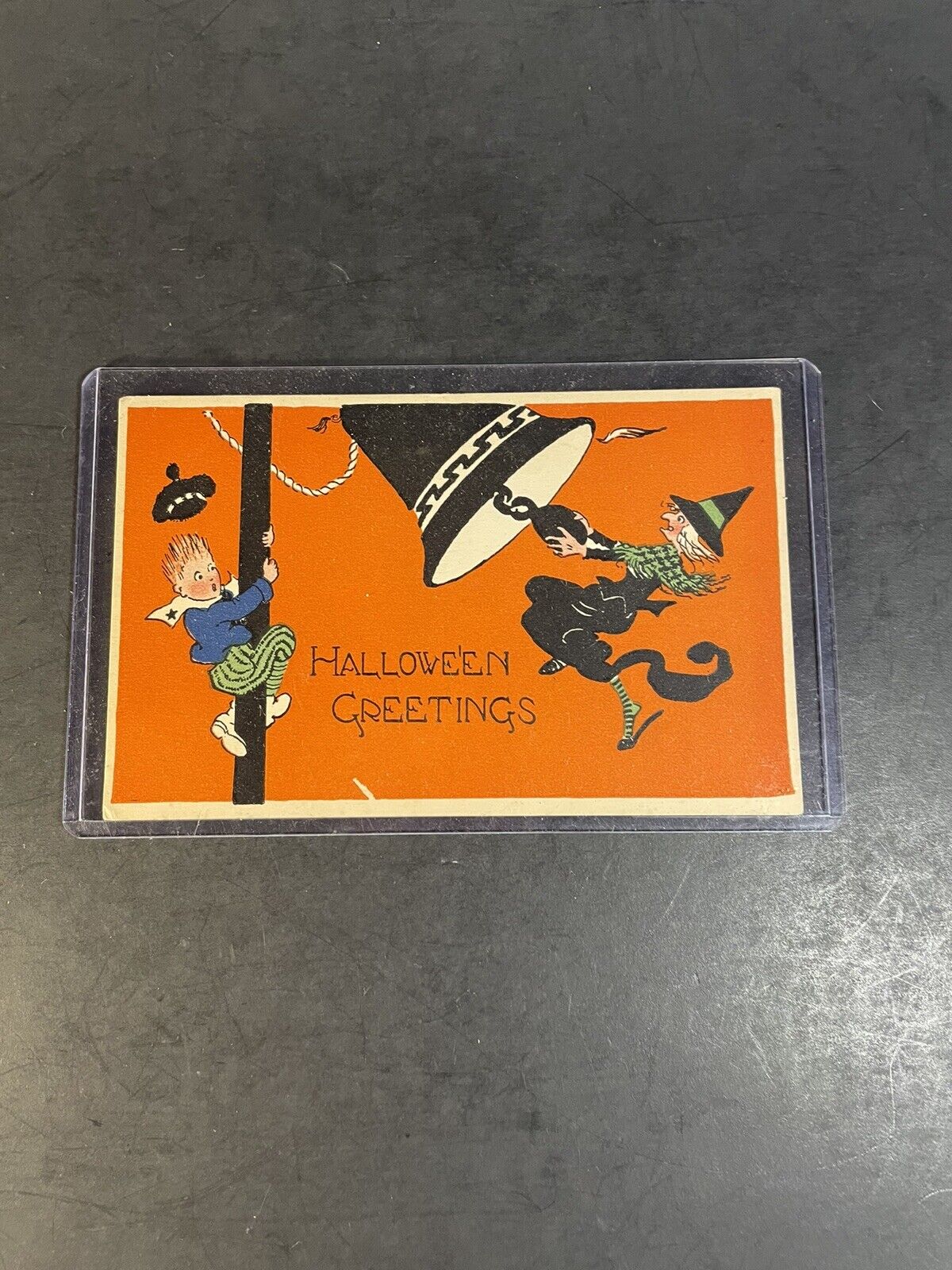 Antique 1920’s Halloween Postcard  Scarce Gibson Bold Graphics Witch Child