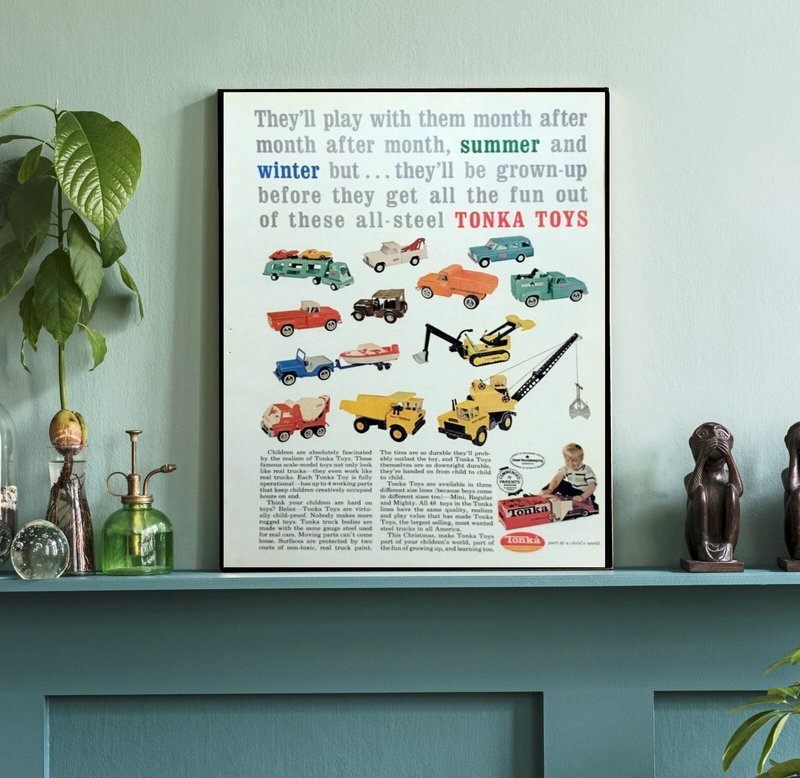 Framed Tonka Toy Truck 1965 Vintage Restored Magazine Ad
