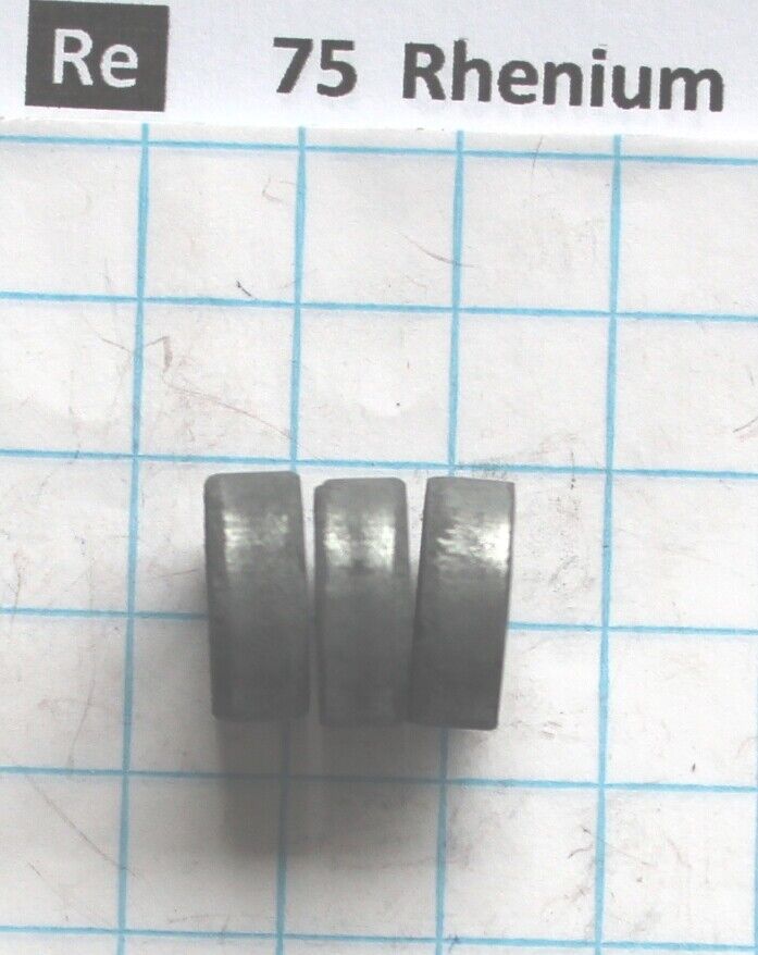 3 x 10+ gram, total 1oz 31.1 gram Rhenium metal pellets 99.99% element 75 sample