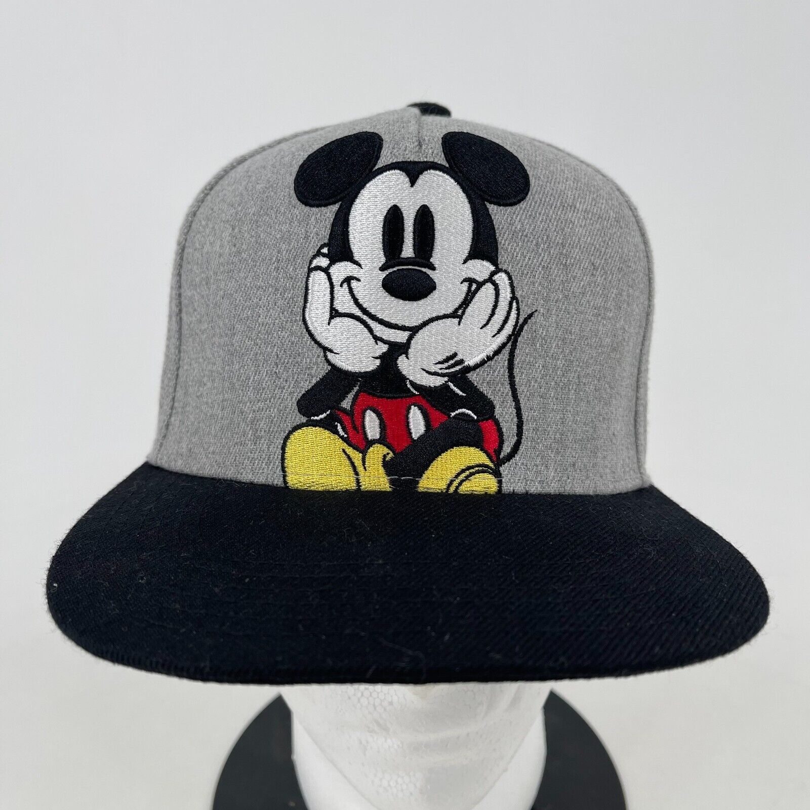Disneyland Disney World Mickey Mouse Black Gray Adjustable Snapback Hat Cap