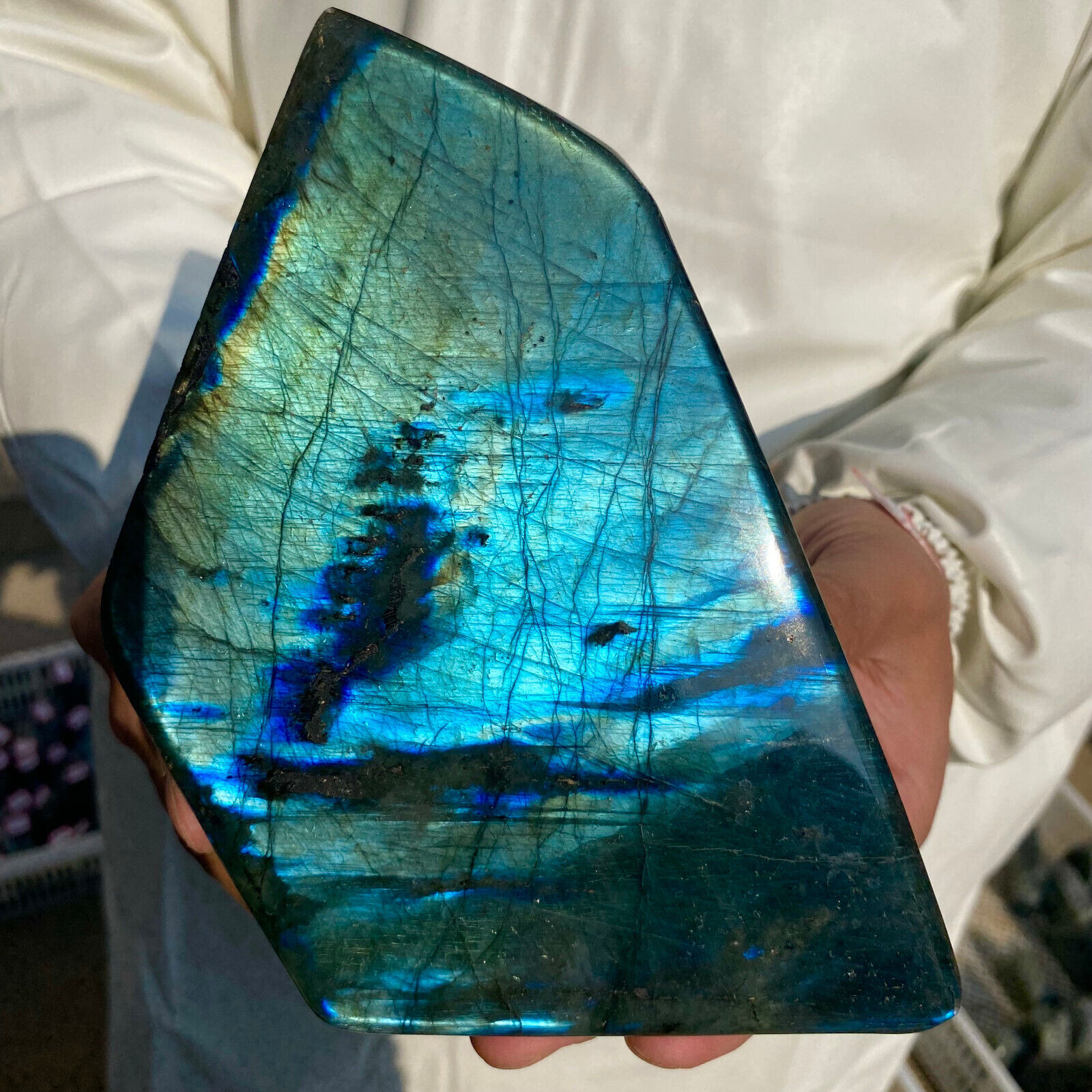 3.3lb Large Natural Labradorite Quartz Crystal Display Mineral Specimen Healing