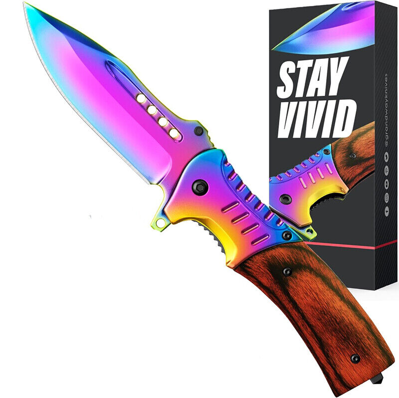 Rainbow Folding Knives Best Camping Hunting Hiking Knife