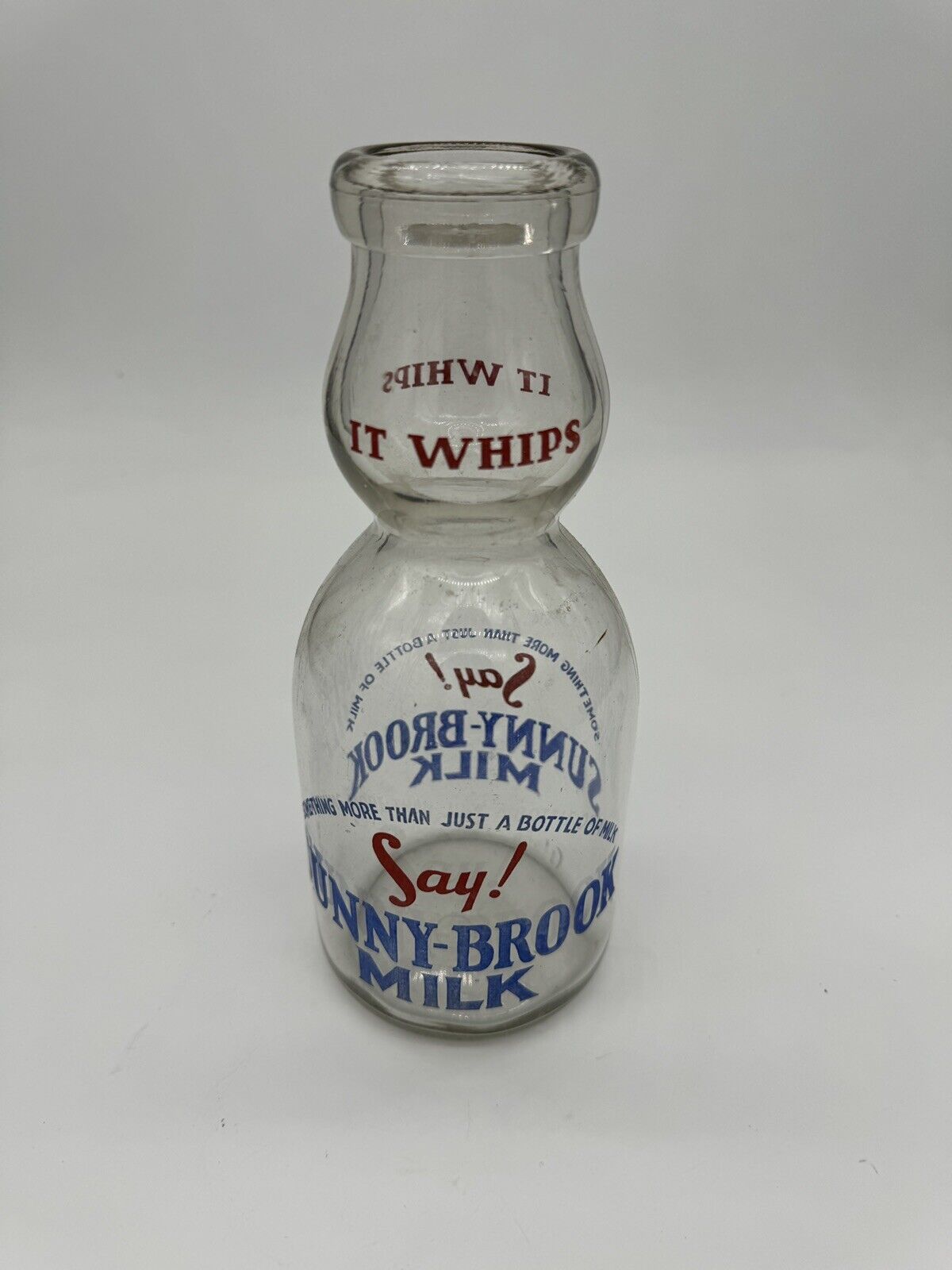 Vtg Sunny-brook Farms Dairy Milk Bottle Pint Chicago Illinois - It Whips Slogan