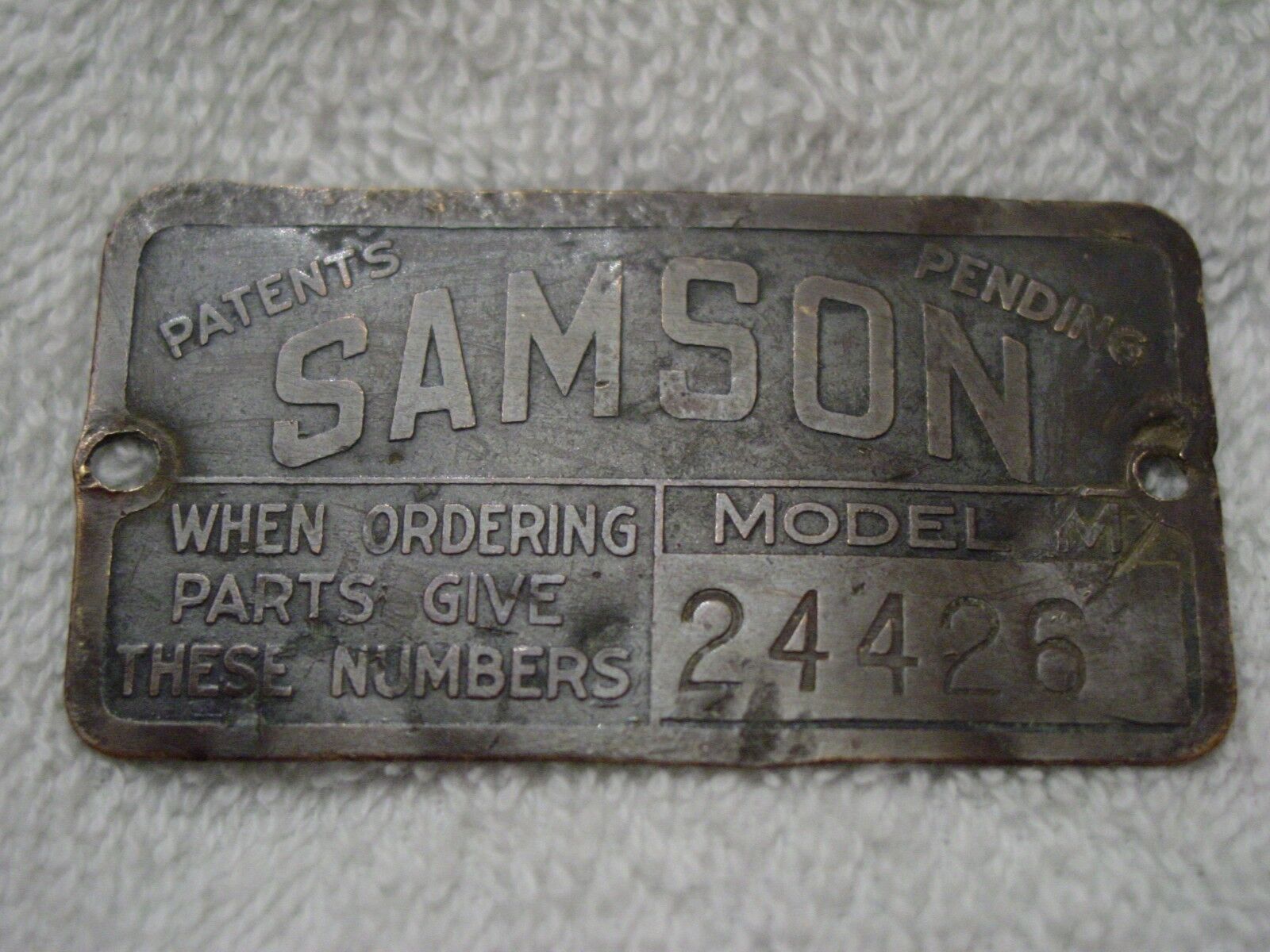 Orig SAMSON TRACTOR Model M DATA PLATE Tag 1919-23 GENERAL MOTORS Janesville WI
