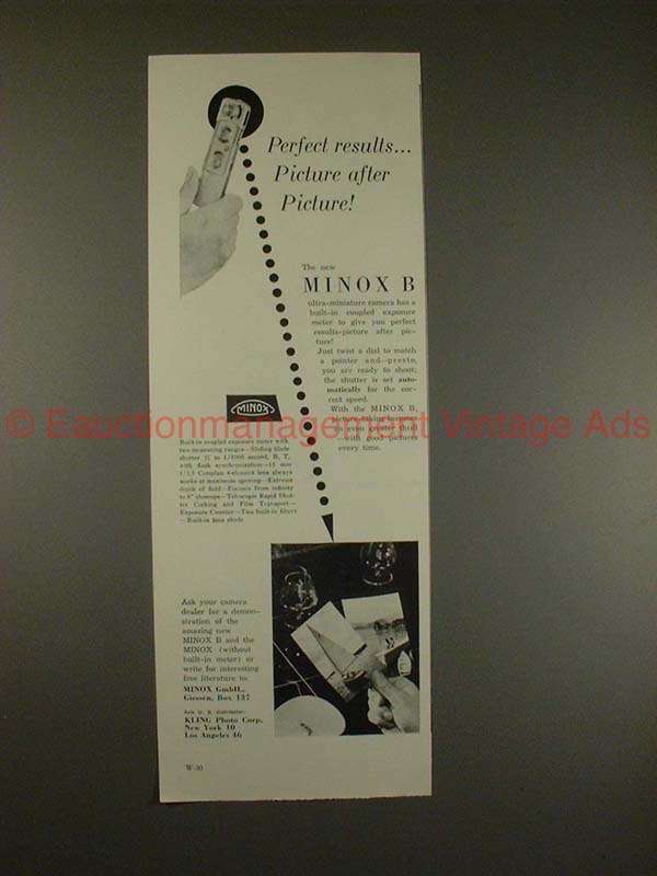 1958 Minox B Camera Ad - Perfect Results, Picture