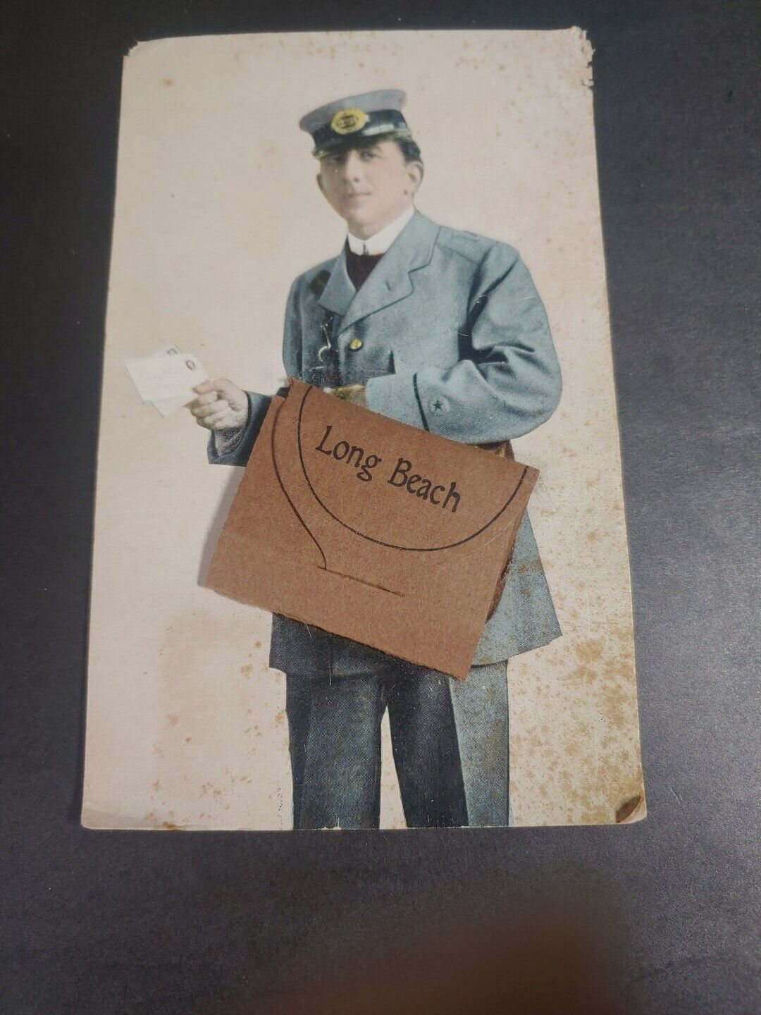 Photo Postcard RPPC Circa 1910 Mailman W/ Mail Bag Fold Out 24 Pics Of CA. Used